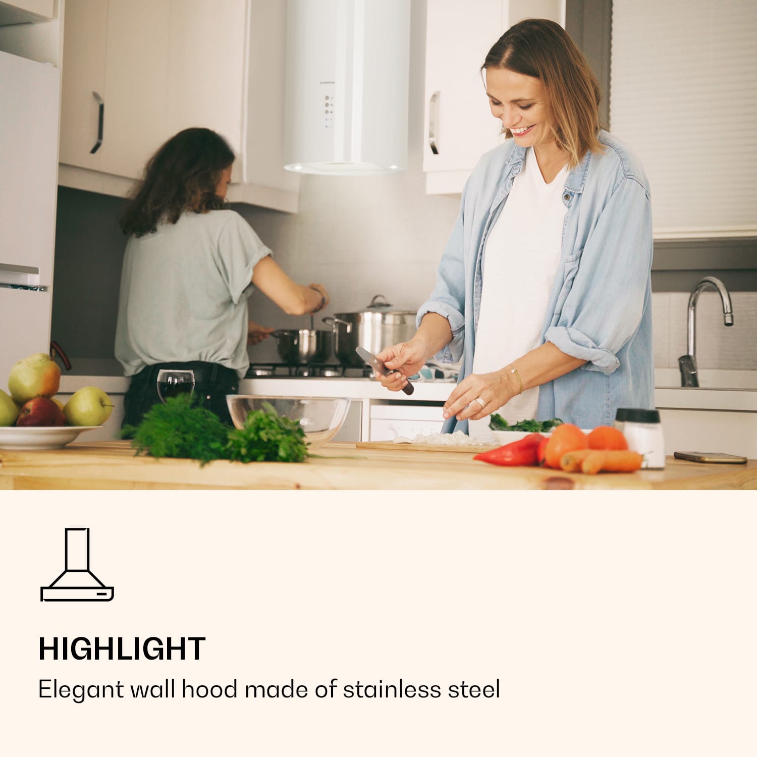 Klarstein Barella, digestor, 38 cm, 518 m³/h, LED, biely – Obrázok 2