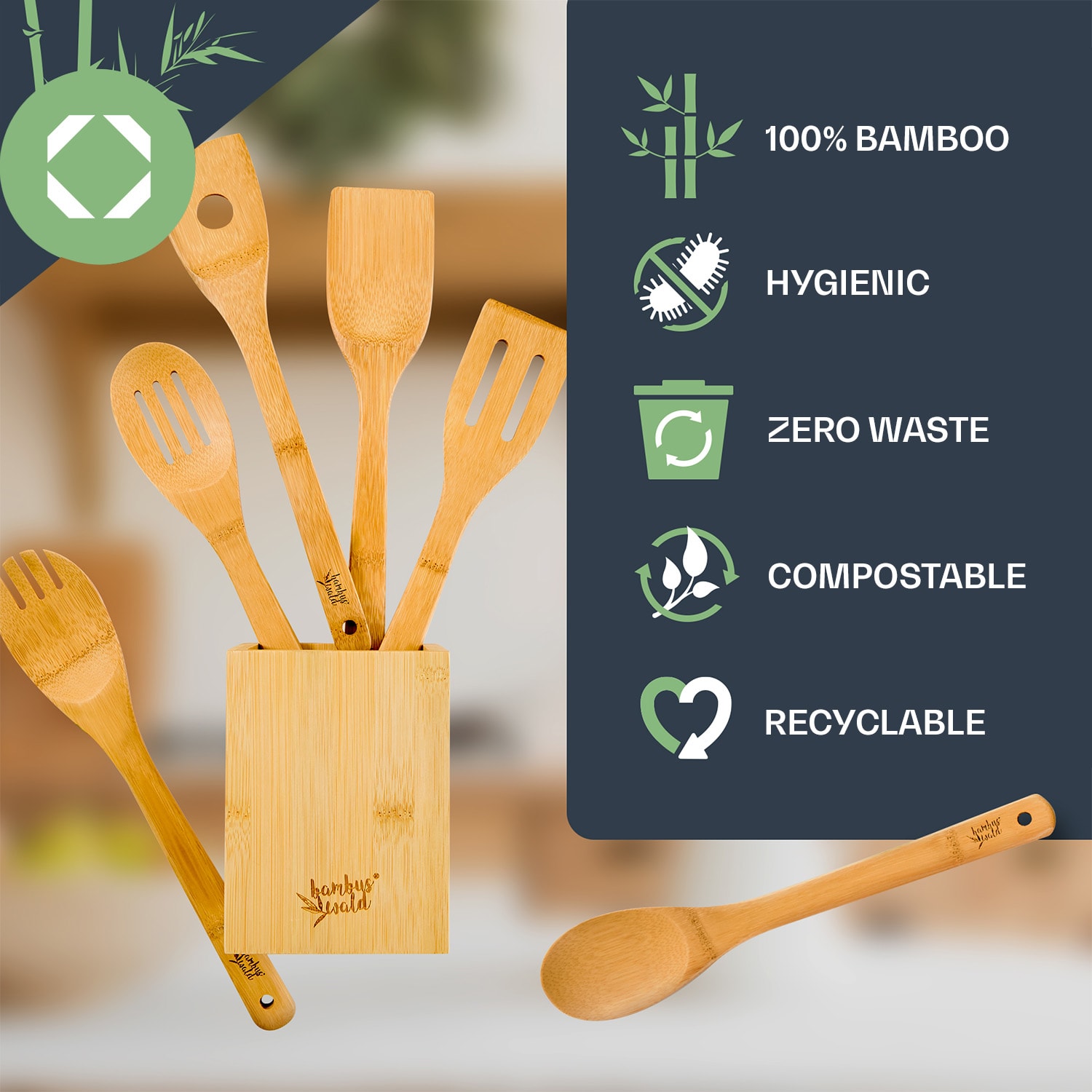 Klarstein Súprava variech s boxom, 6-dielna súprava, trvácna, ľahká, bambus – Obrázok 2