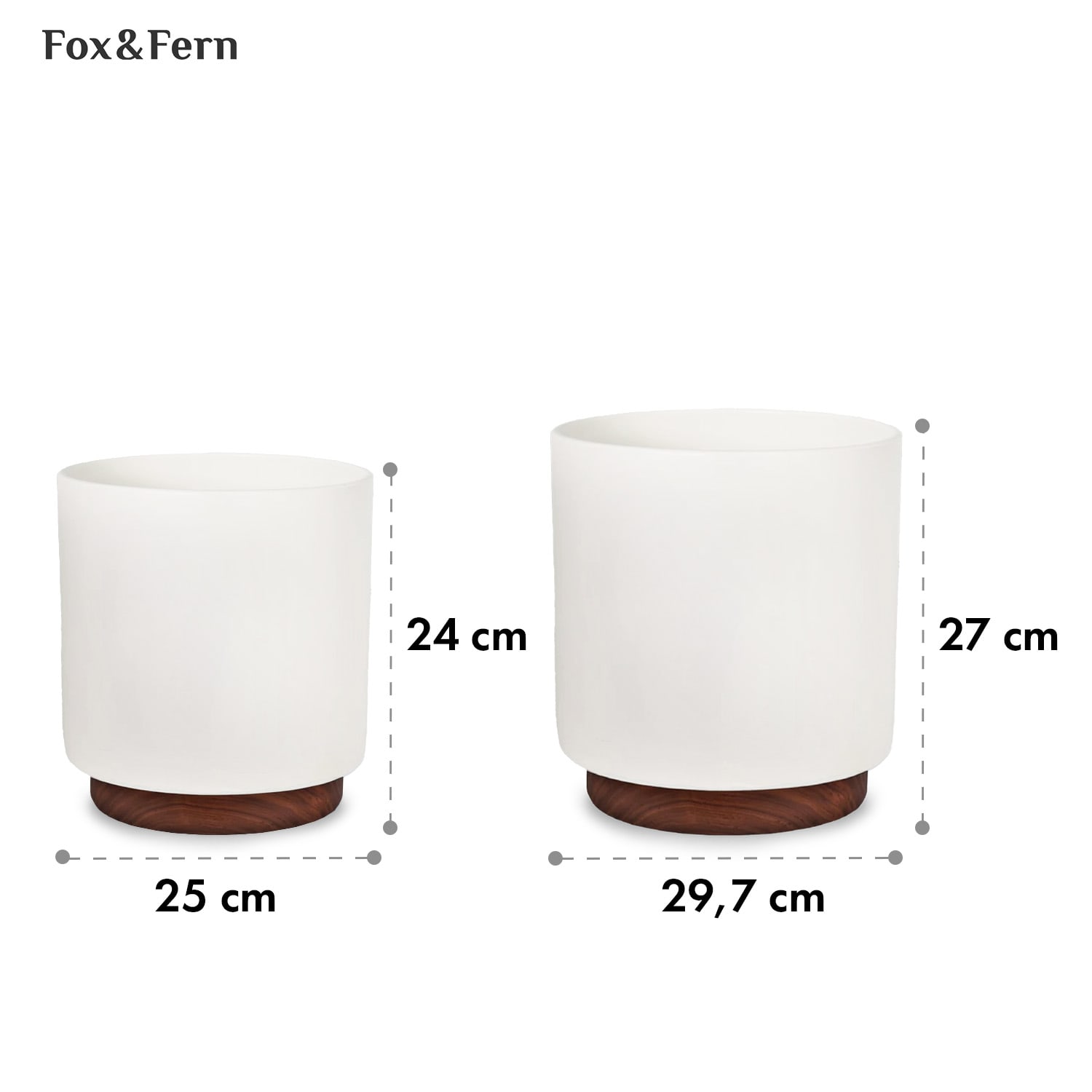 Fox & Fern Enspijk, kvetináče, 2 dielna súprava, 2 veľkosti, orechové drevo, Polystone, ručne vyrobené – Obrázok 5