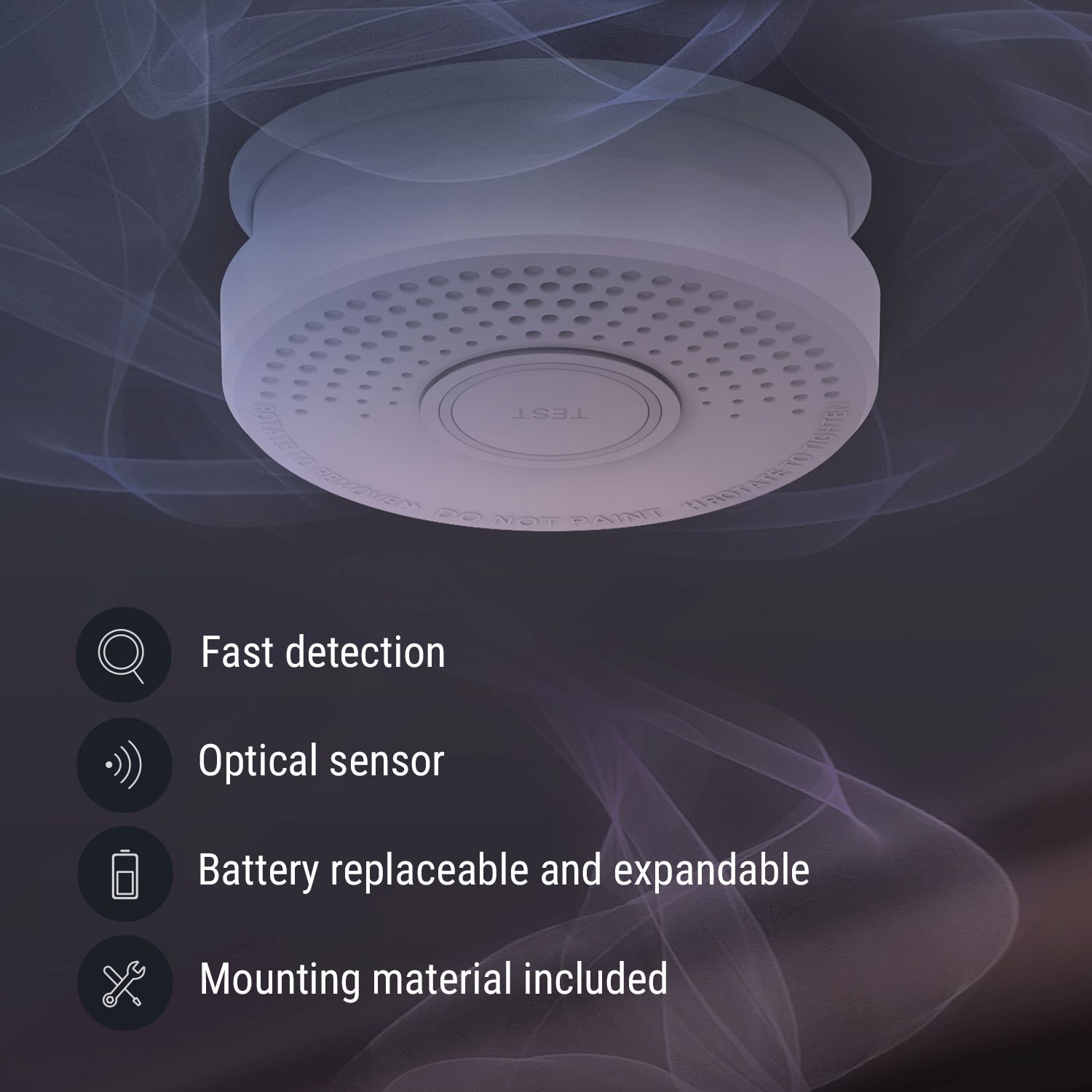 SHD by oneConcept Detektor dymu DOF39, plast, výstražný signál: 85 dB, 9V na batérie – Obrázok 3