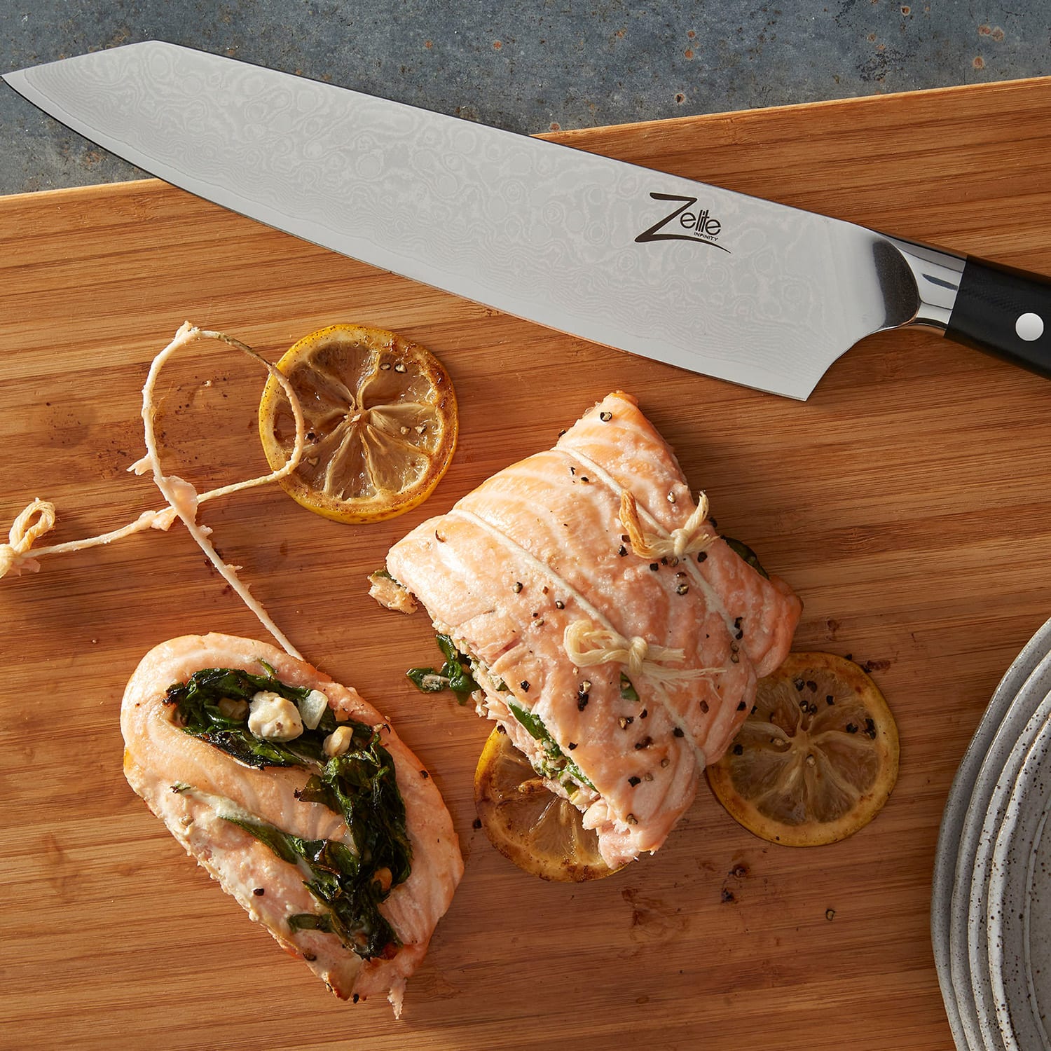 Zelite Infinity by Klarstein Alpha-Royal Japanese Series, 9" nôž kiritsuke, damašková oceľ – Obrázok 3