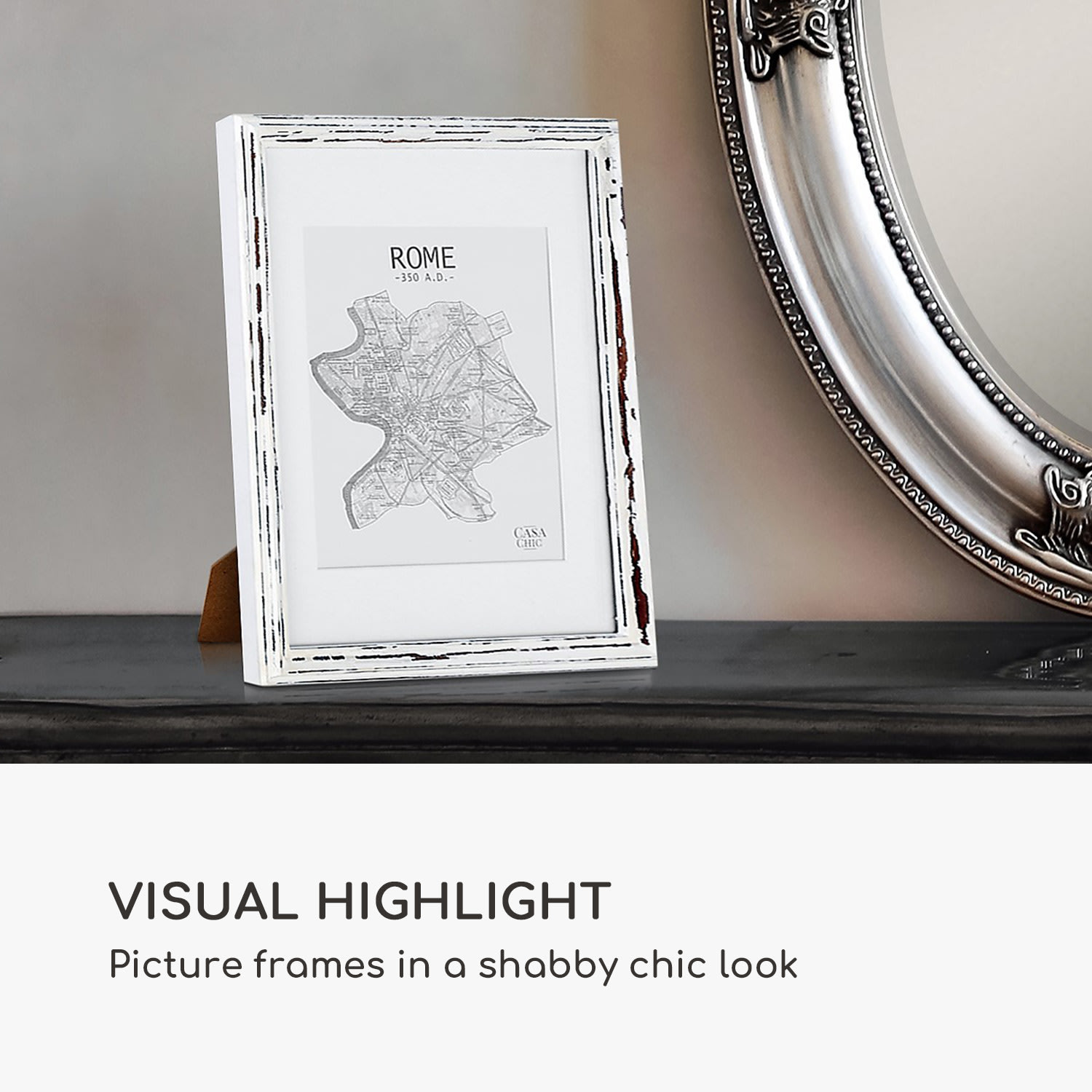 Casa Chic Lancaster, rám na obrázky, obdĺžnikový, DIN A4 fotky, pasparta, drevo – Obrázok 2