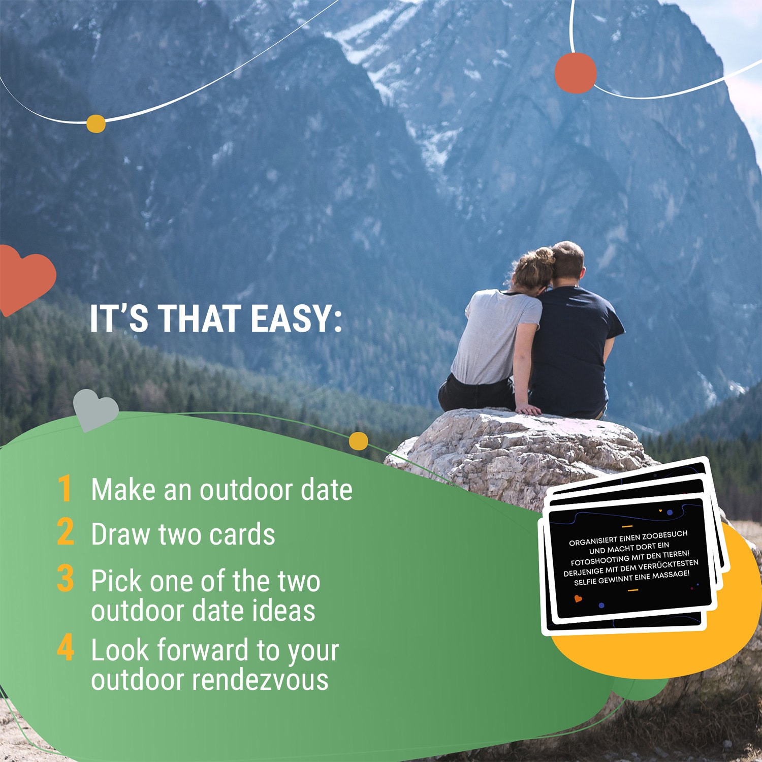 Spielehelden Outdoor Dates Kartová hra pre páry 55 nápadov na milostné rande Svadobný darček – Obrázok 3