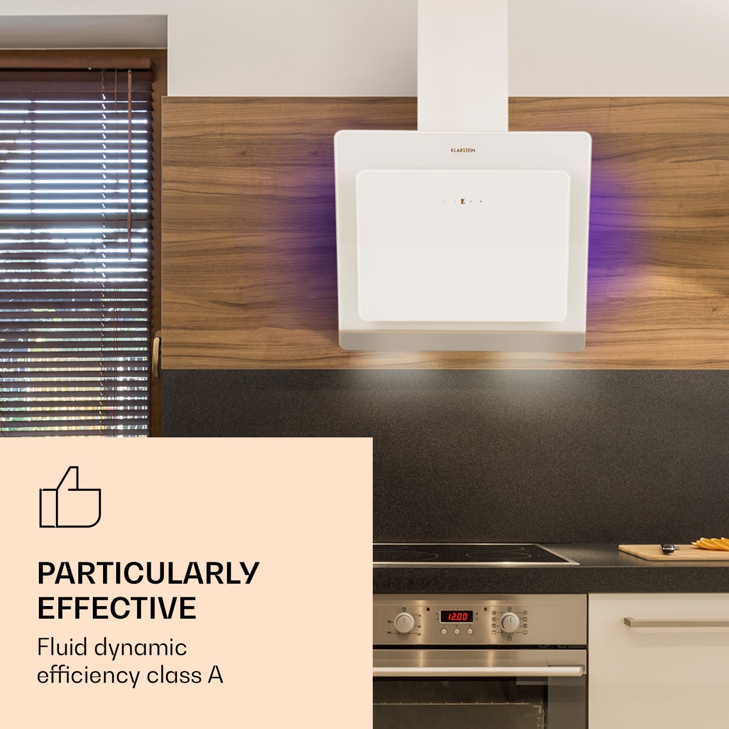 Klarstein Aurora Eco 90, digestor, 90 cm, nástenný, 550 m³/h, A+, dotykové ovládanie, biely – Obrázok 2