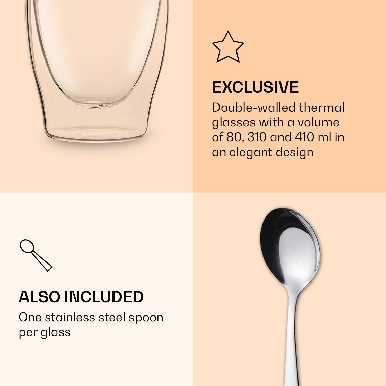 Feelino DUOS, dvojstenné poháre, 2 x 80, 310, 400 ml, vrátane lyžičky – Obrázok 5