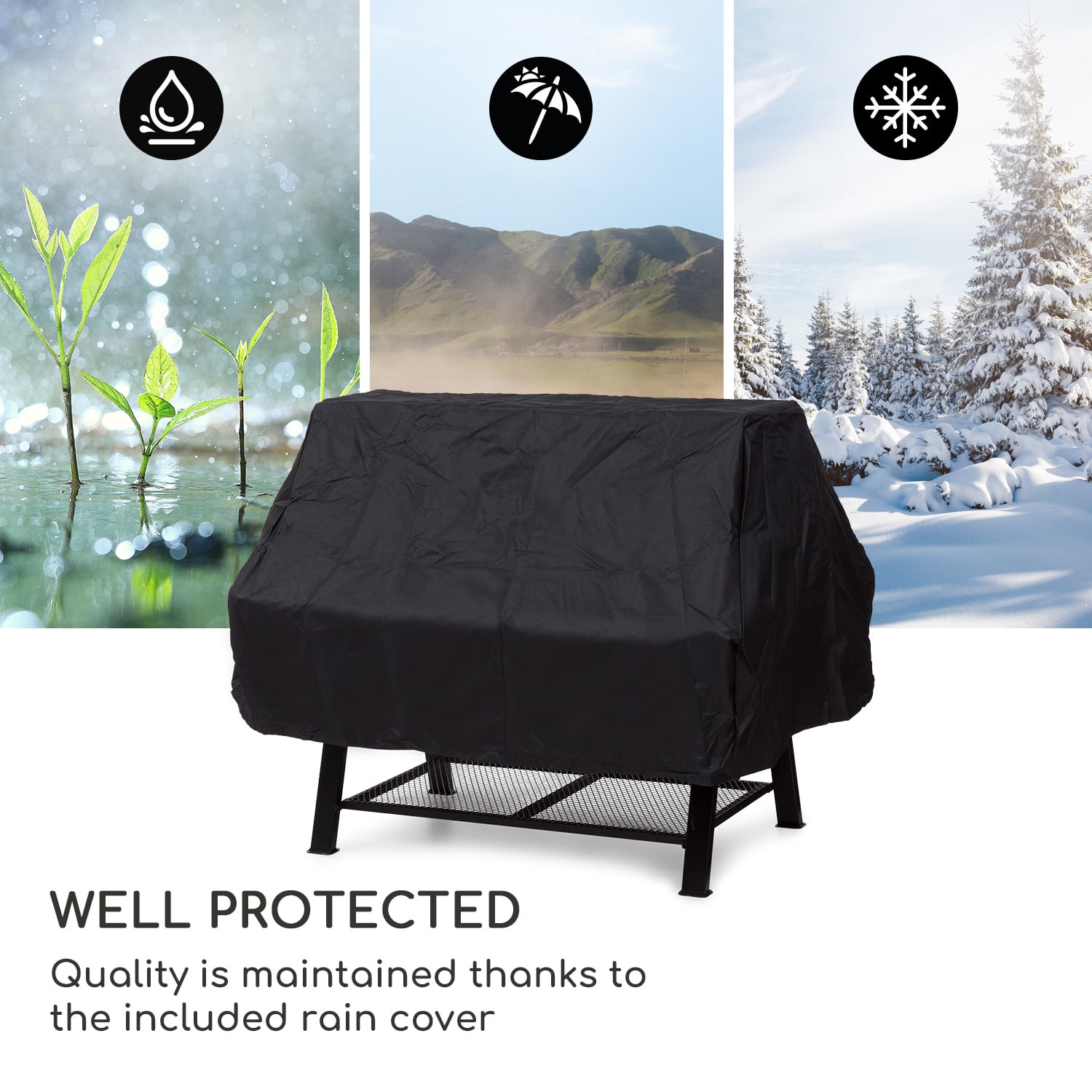 Blumfeldt Milos Alto, otočný gril, žiaruvzdorná oceľová konštrukcia, priehradka na drevo – Obrázok 5