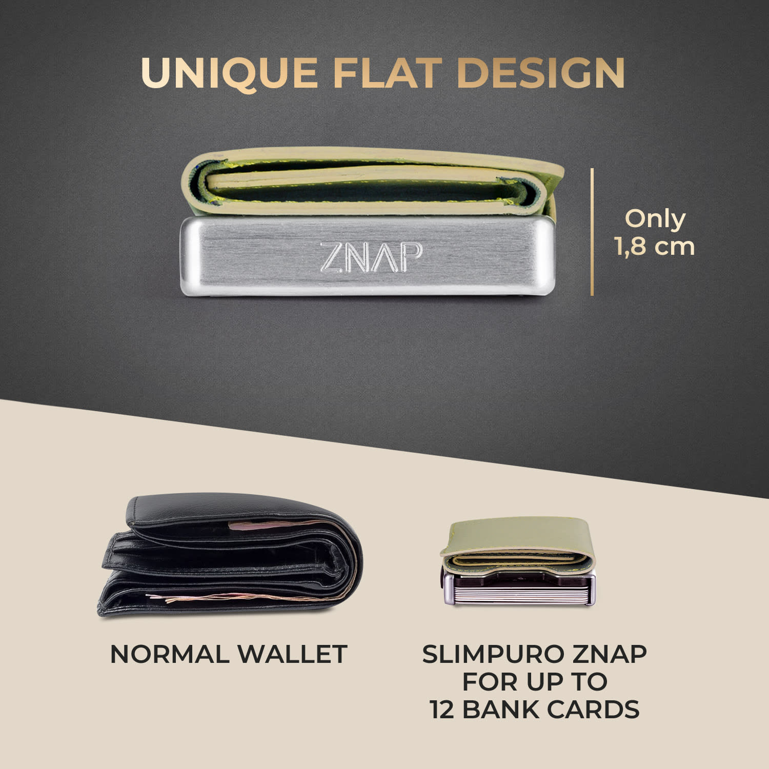 Slimpuro ZNAP Slim Wallet, 12 kariet, priehradka na mince, 8,9 x 1,8 x 6,3 cm (Š x V x H), ochrana RFID – Obrázok 5