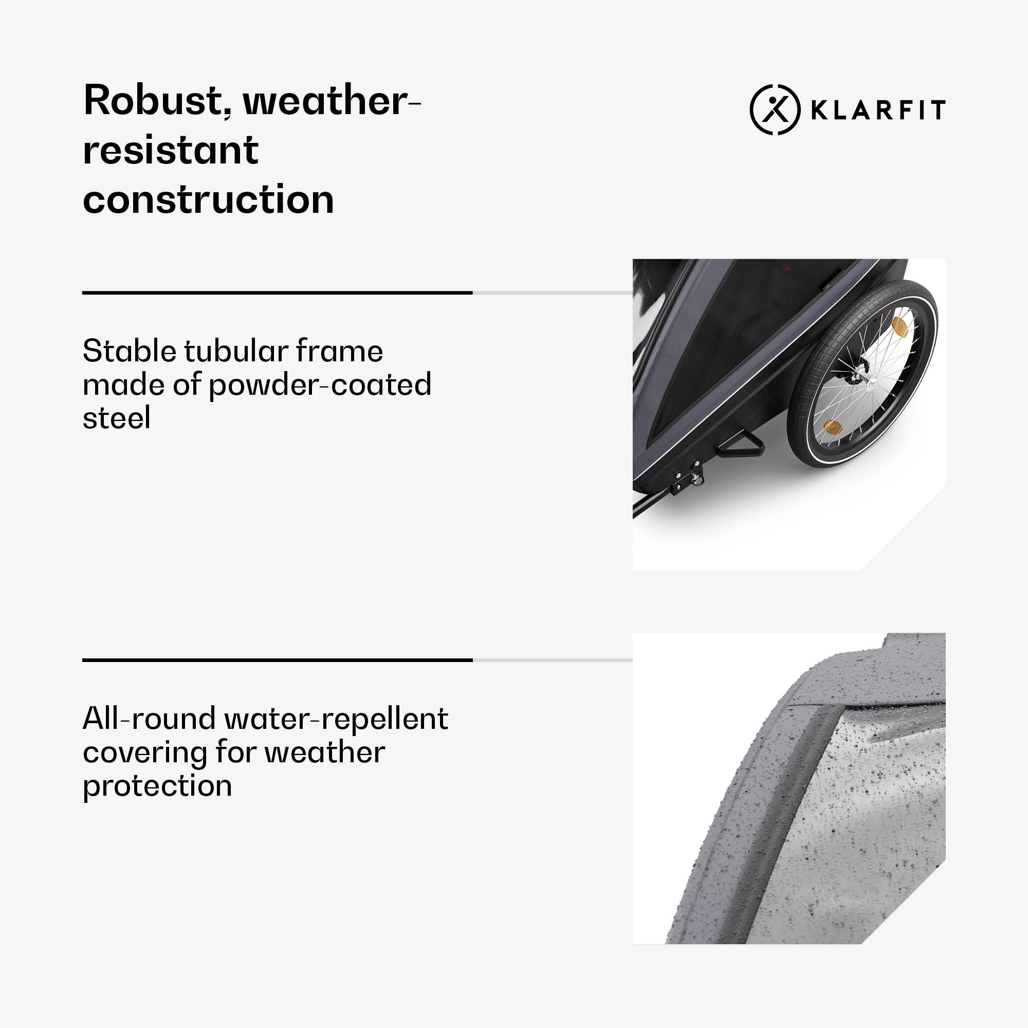 KLARFIT GoKiddo, príves na bicykel, príves/kočík, skladací, integrované brzdy, rastúci, pre 2 deti – Obrázok 4