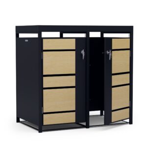 Blumfeldt BinSafe, box na odpadky, 2 odpadkové koše, 240 l, uzamykateľný, pozinkovaná oceľ odolná voči poveternostným vplyvom, výsadbová strecha