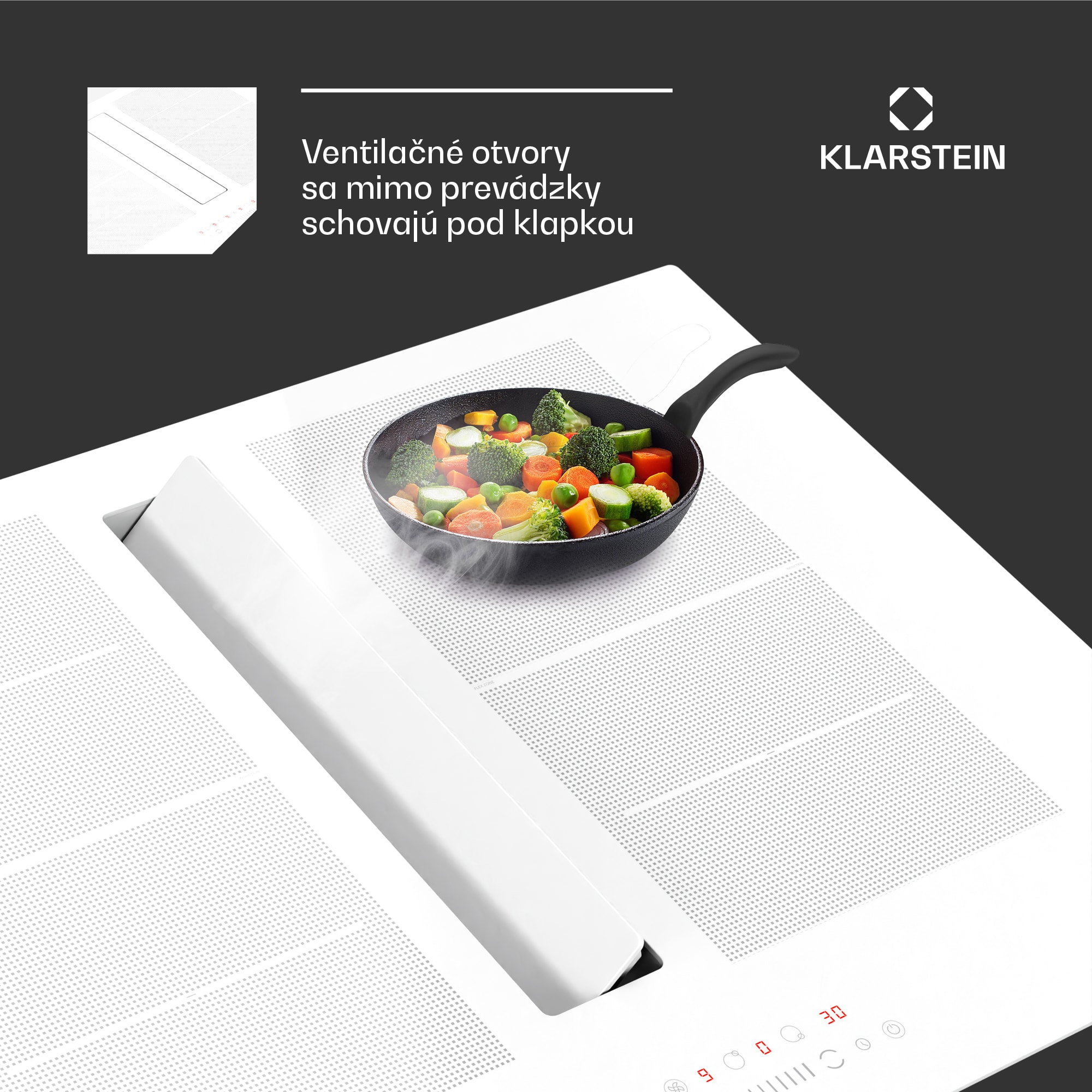 Klarstein Chef-Fusion Down Air System, 2 v 1, indukčná varná doska + digestor, výkonný, 7200 W – Obrázok 2