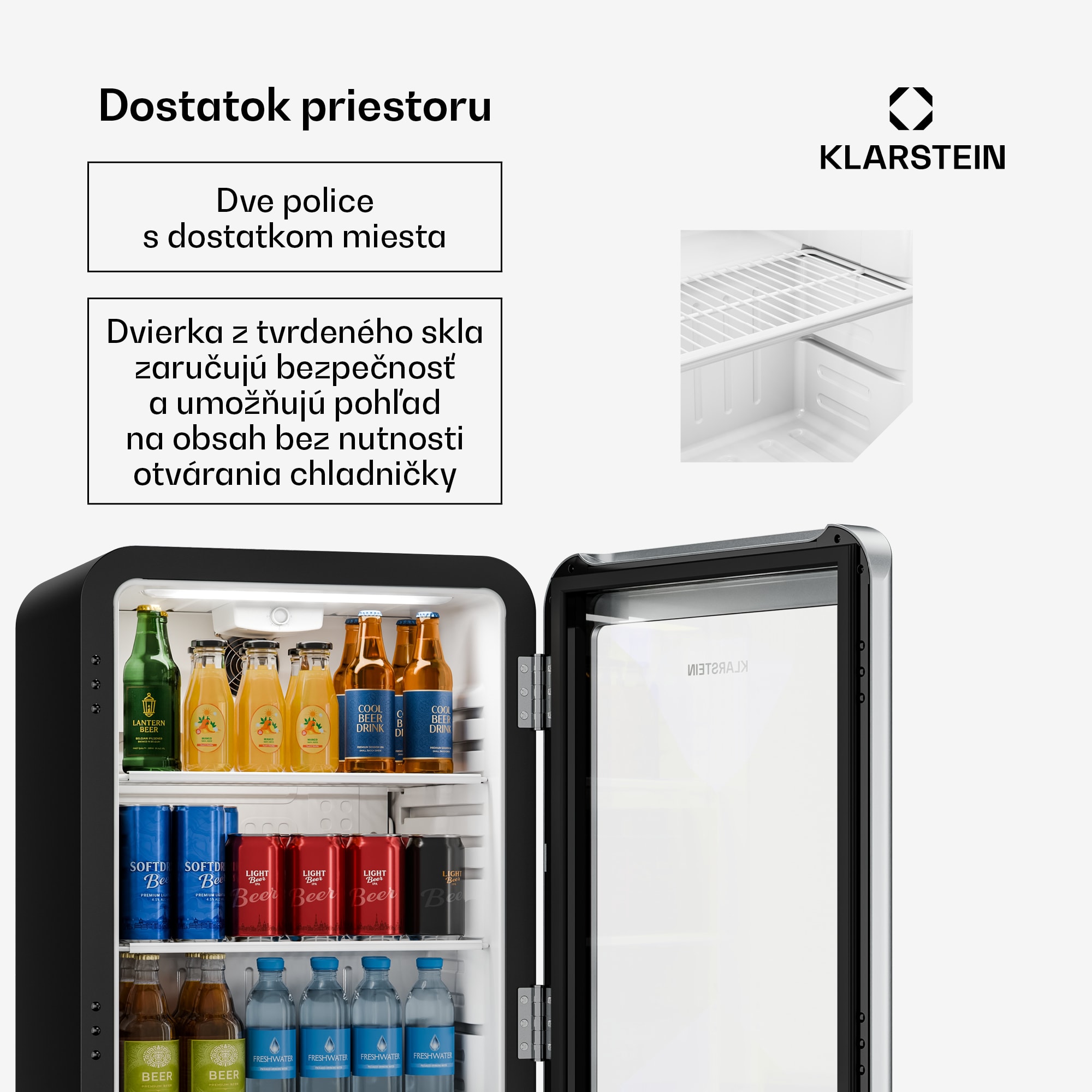 Klarstein Audrey Evo chladič nápojov | 56 x 38 cm | LED vnútorné osvetlenie | 85 W | 42 dB – Obrázok 5