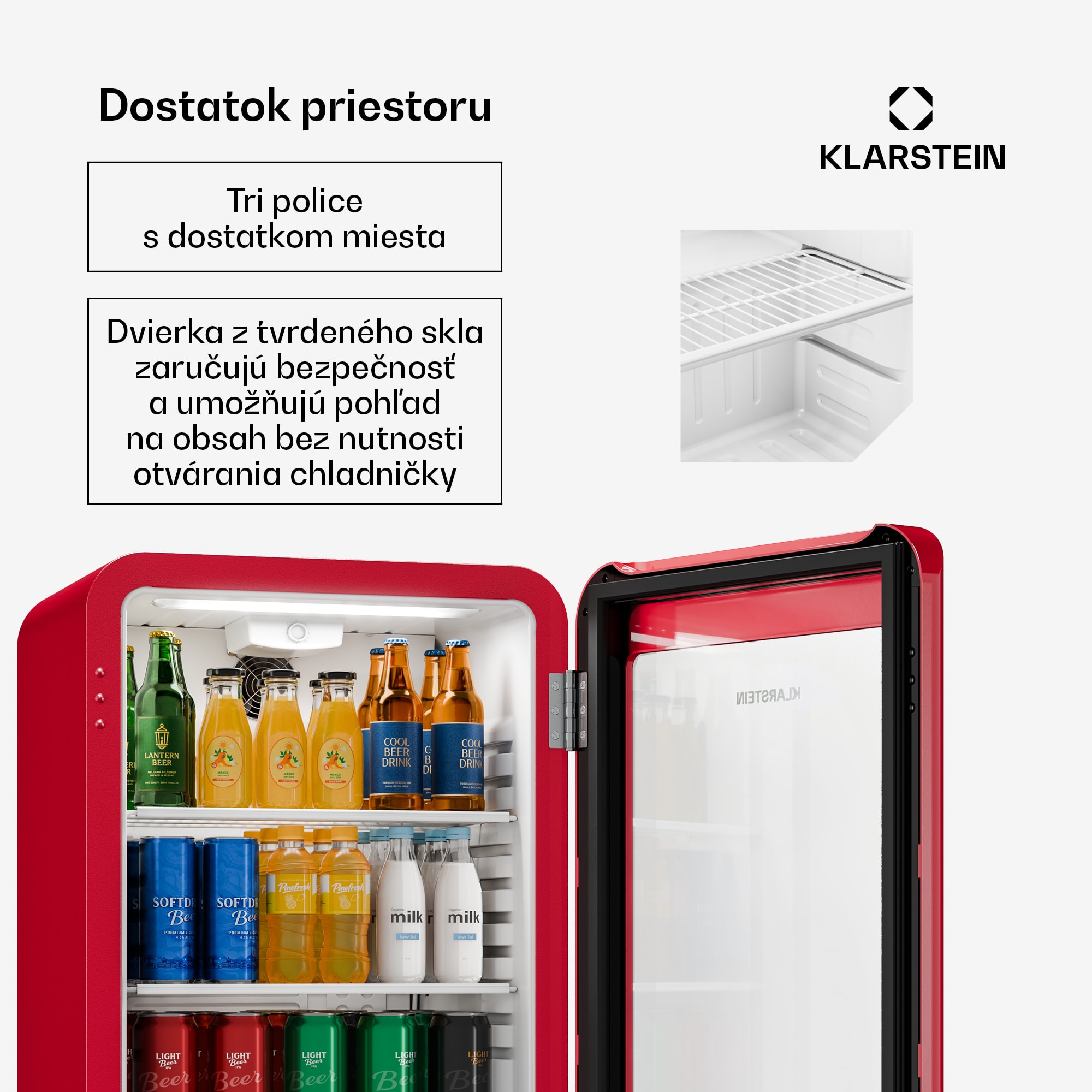 Klarstein Audrey Evo chladič nápojov | 74 x 38 cm | LED vnútorné osvetlenie | 95 W | 42 dB – Obrázok 5