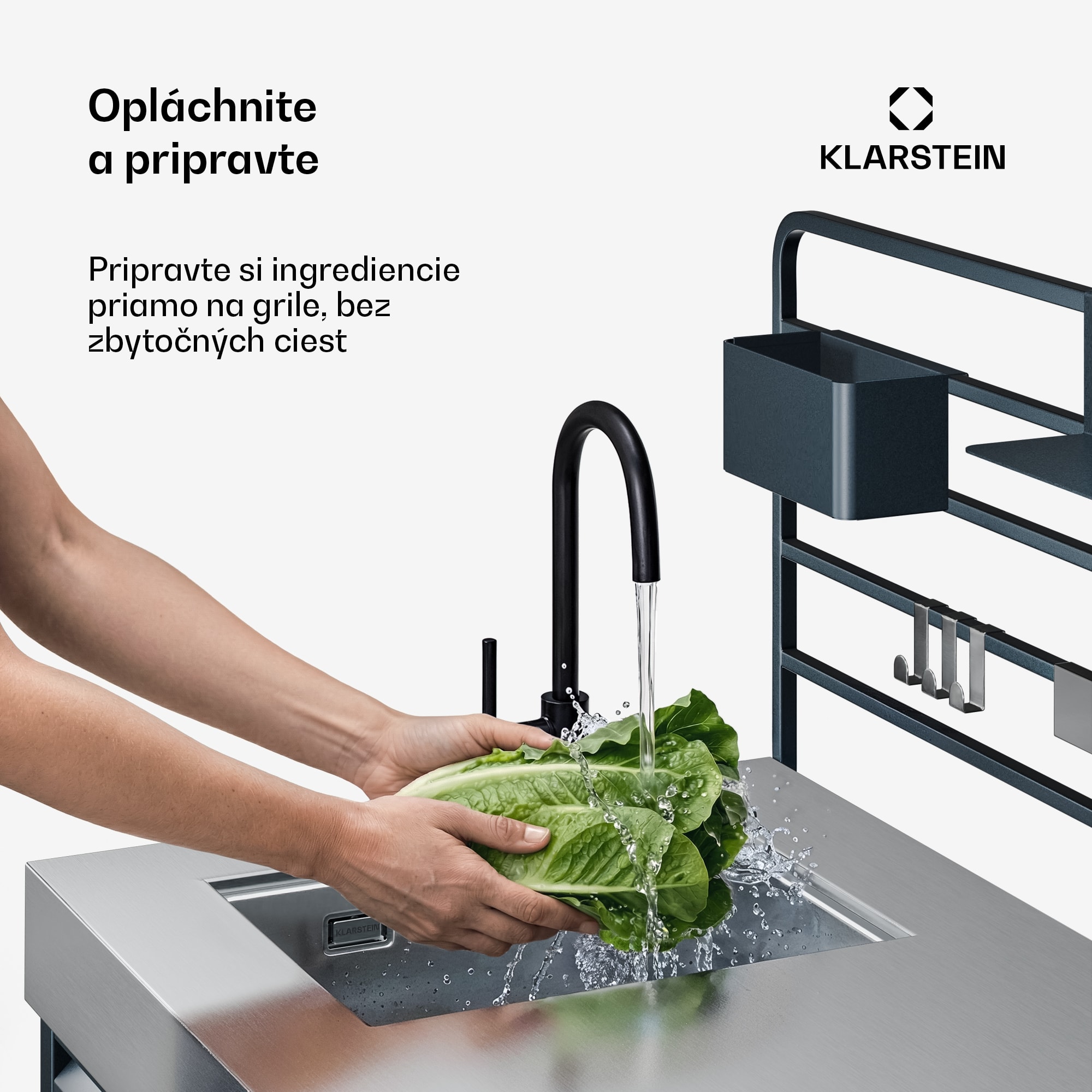 Klarstein WaldChef spodná skrinka pod drez | Drez z nehrdzavejúcej ocele | Odolný voči poveternostným vplyvom | 90 x 135 cm – Obrázok 3