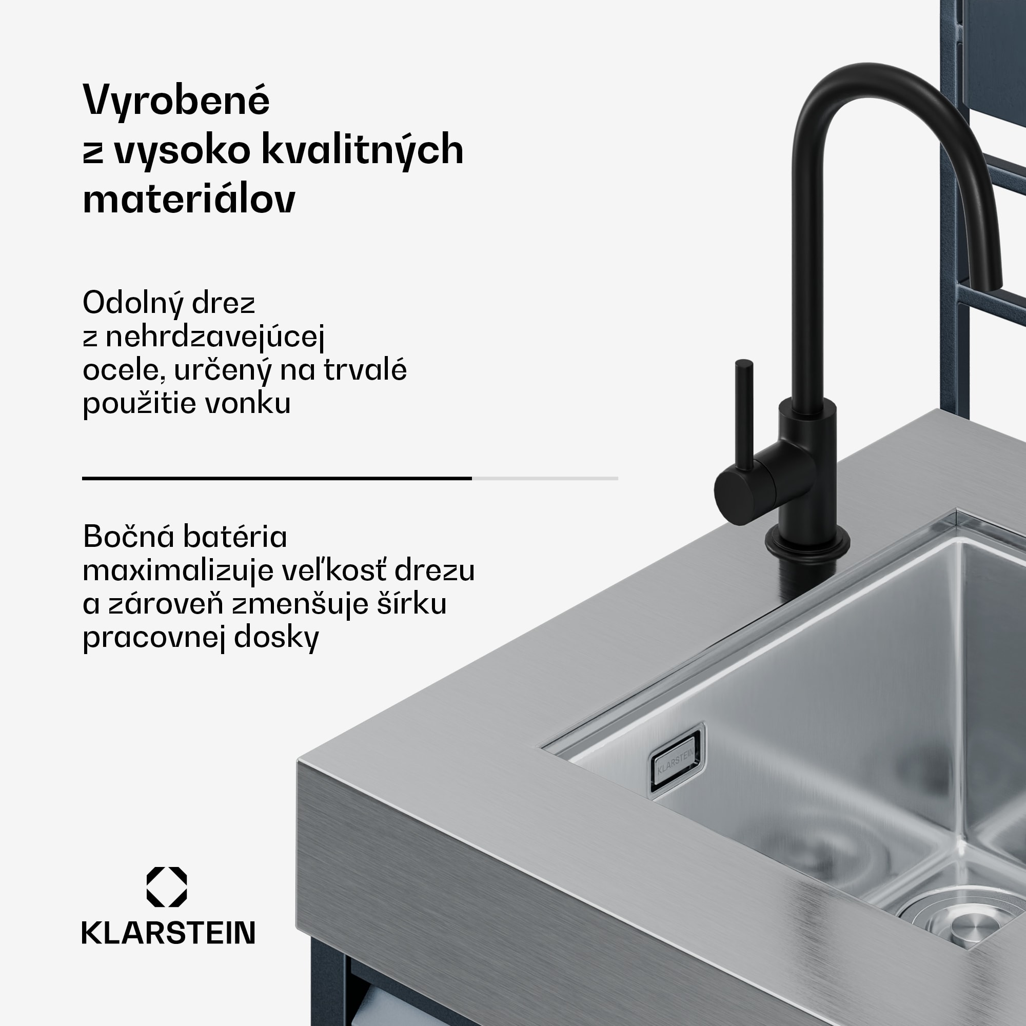 Klarstein WaldChef spodná skrinka pod drez | Drez z nehrdzavejúcej ocele | Odolný voči poveternostným vplyvom | 90 x 135 cm – Obrázok 4