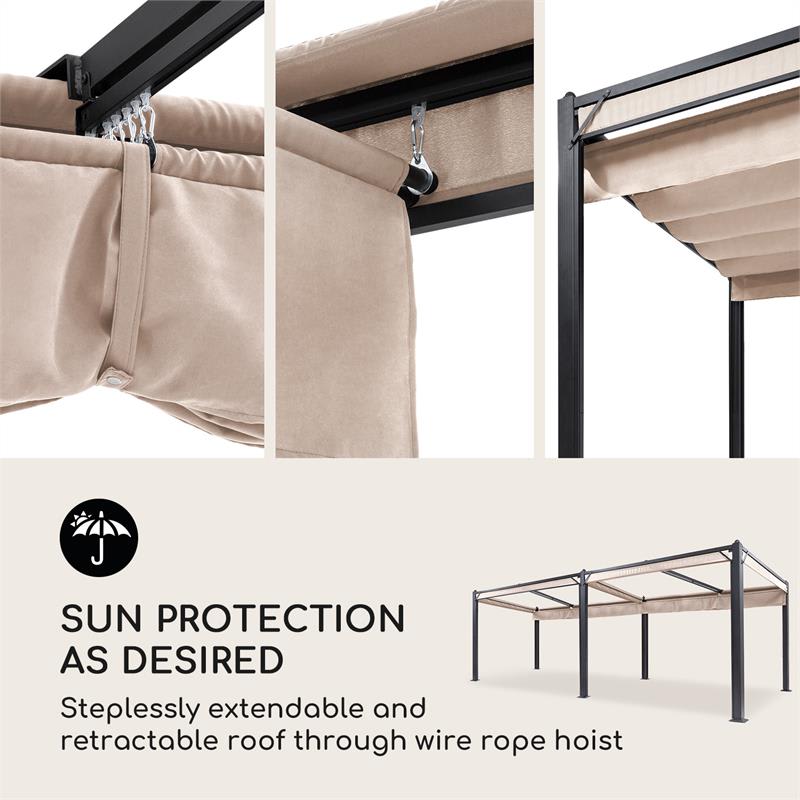 Blumfeldt Pantheon Cortina, náhradná strecha, 3x6m, polyester, 180g/m², béžová – Obrázok 2