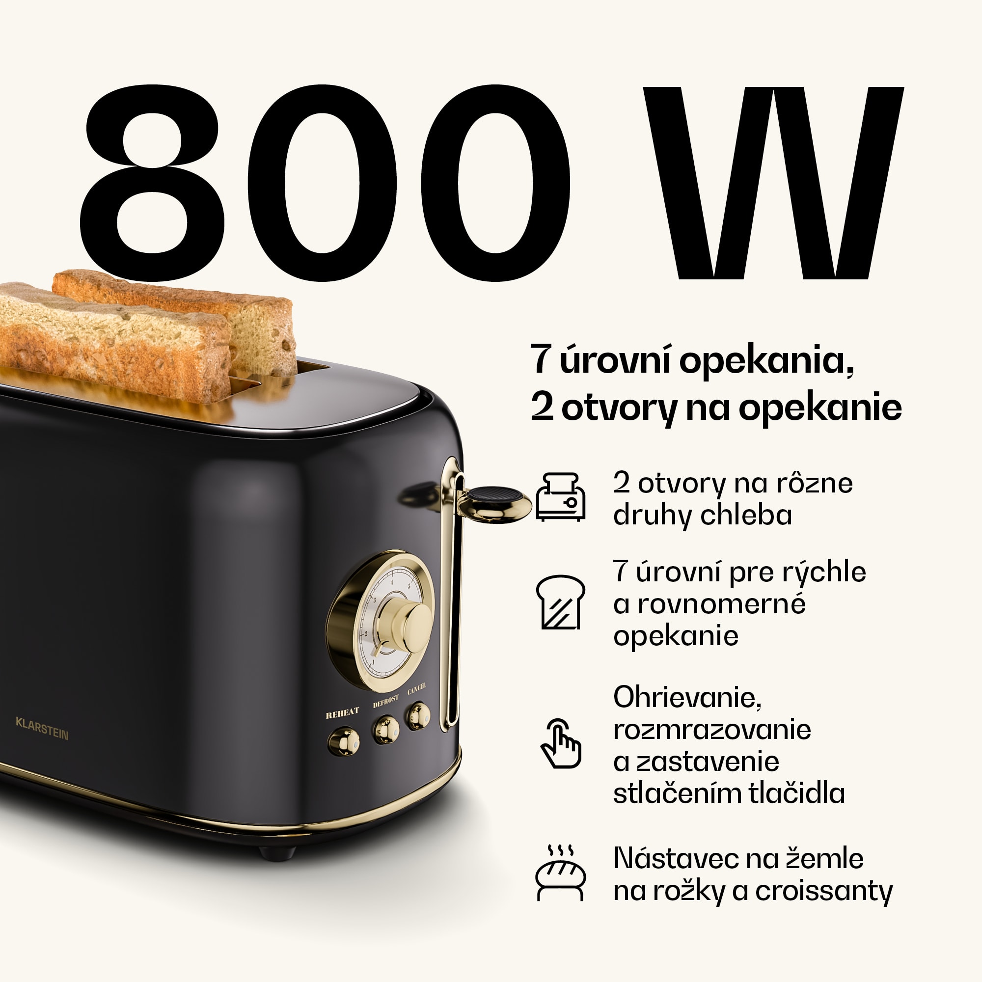 Klarstein Victoria základná raňajková súprava | 2-štrbinový hriankovač a kanvica – Obrázok 4
