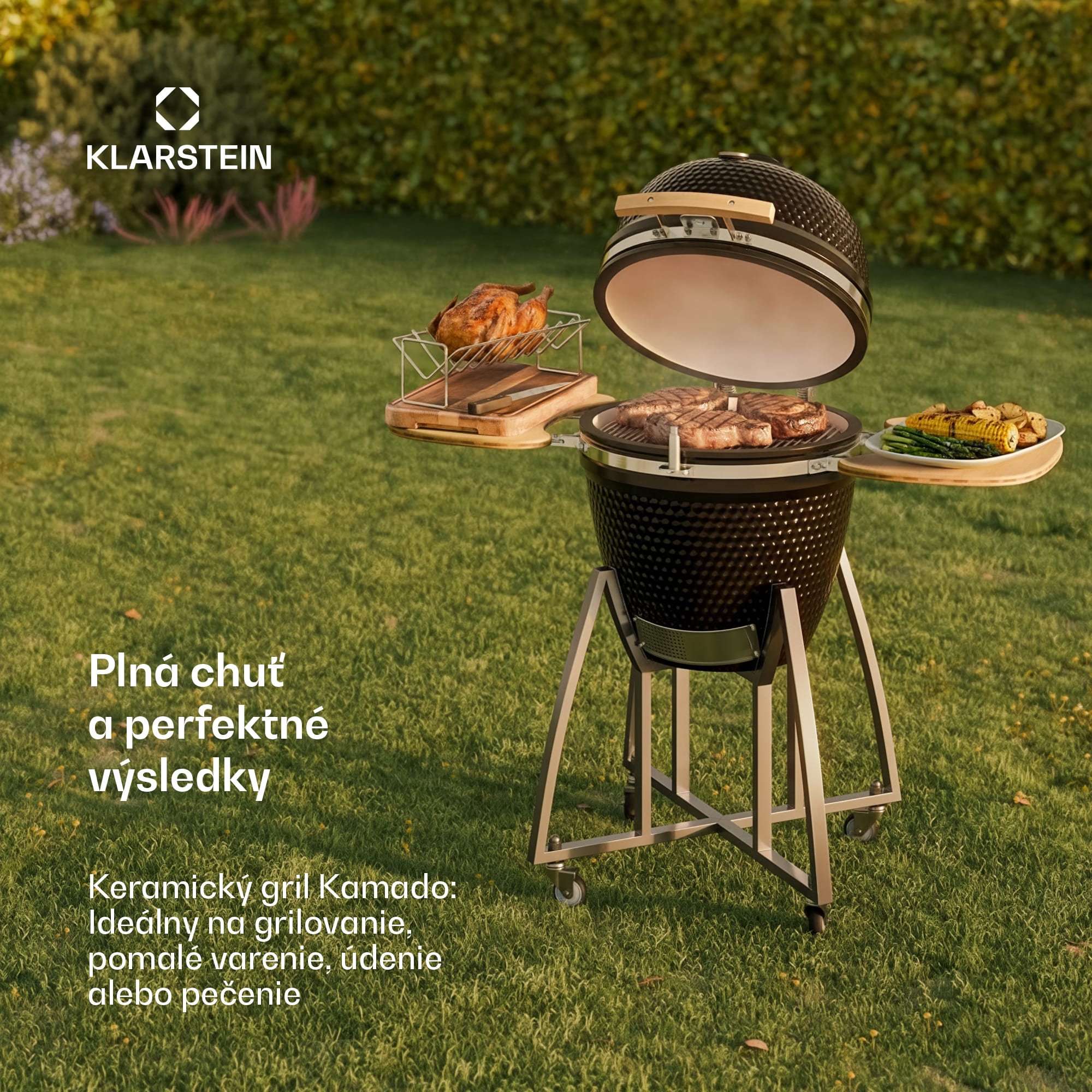Klarstein Kingsize, kamado gril, keramický, 21", údenie, pomalé pečenie, nehrdzavejúca oceľ – Obrázok 2