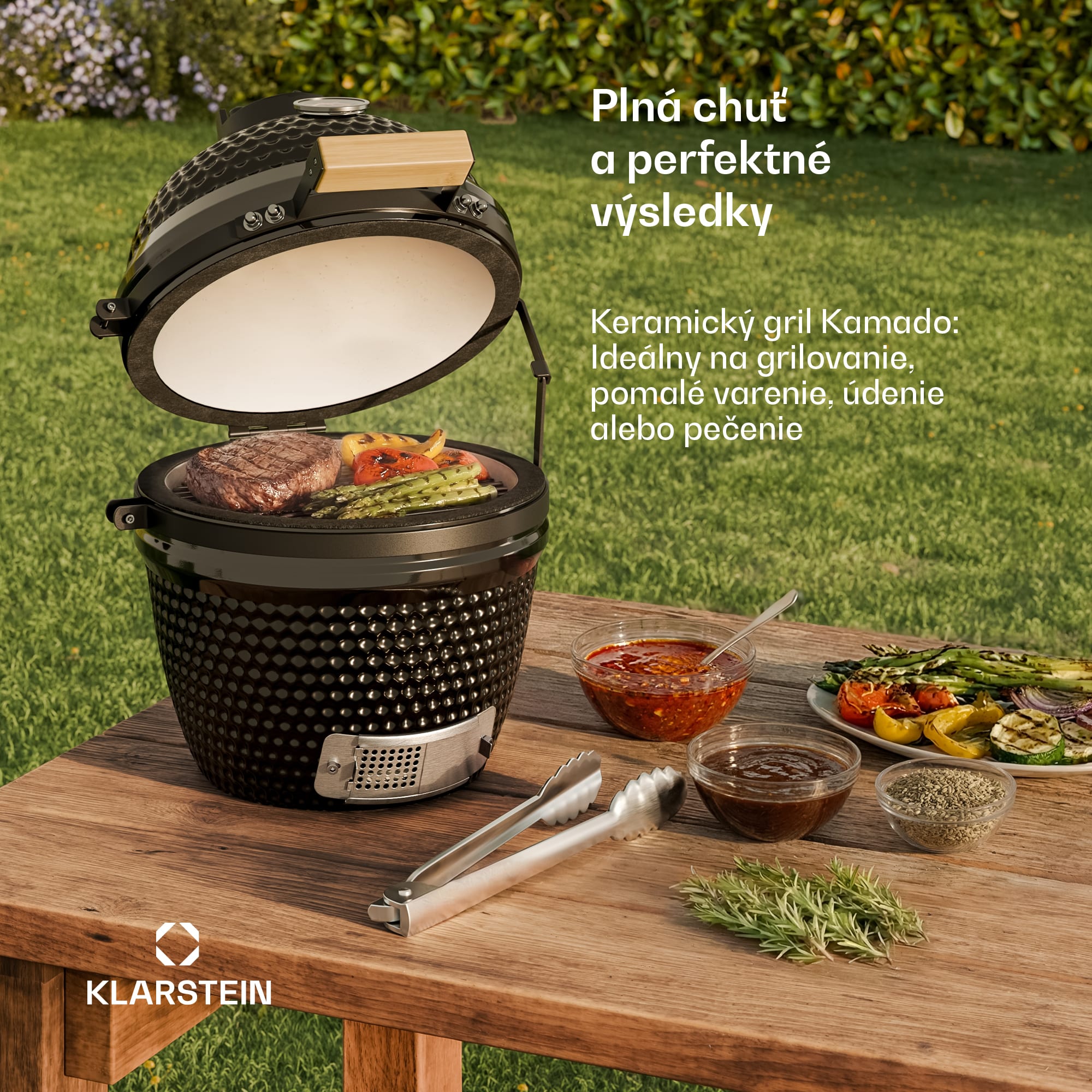 Klarstein Princesize, kamado gril, keramický, 11", údenie, BBQ, pomalé varenie, čierny – Obrázok 2