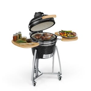 Klarstein Queensize, kamado gril, teplomer, odnímateľné bočné diely, čierny