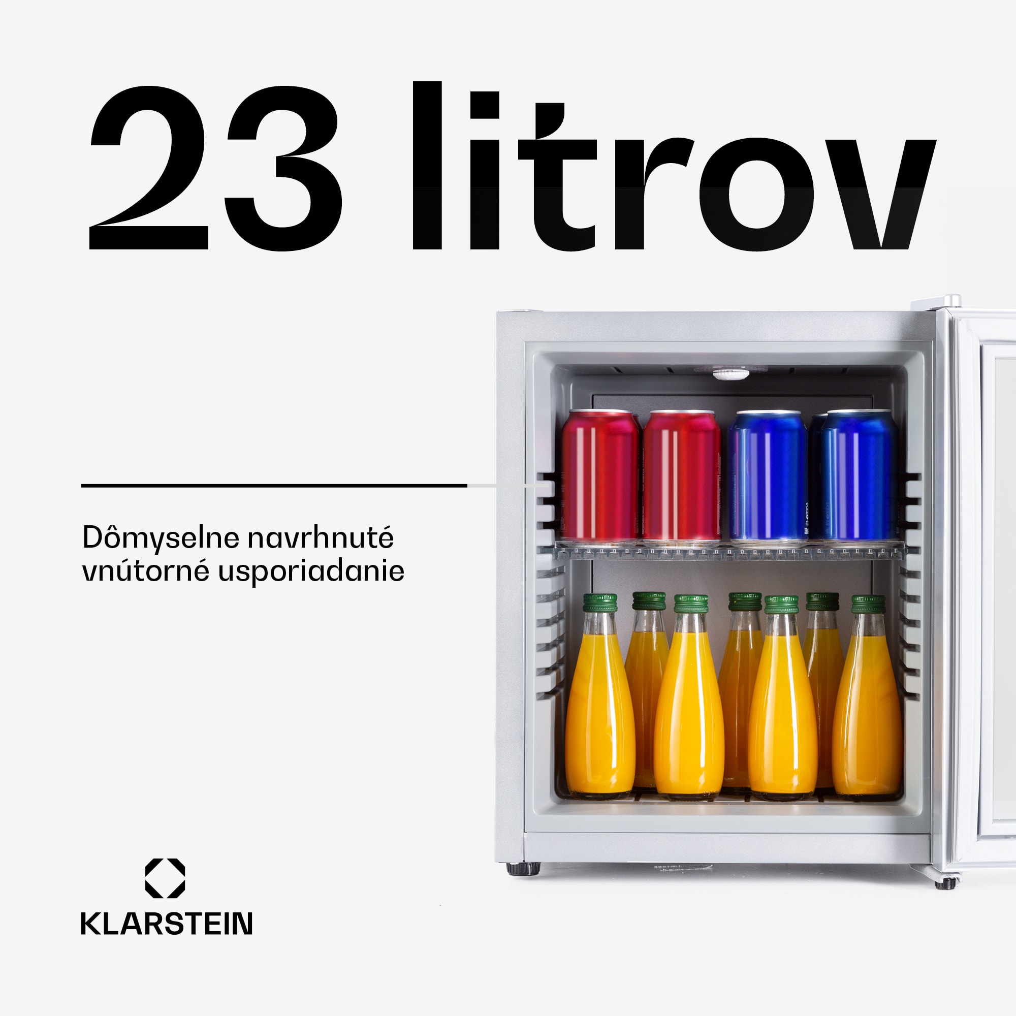 Klarstein Brooklyn 24, mini chladnička, so sklenenými dverami, LED osvetlenie, police – Obrázok 2