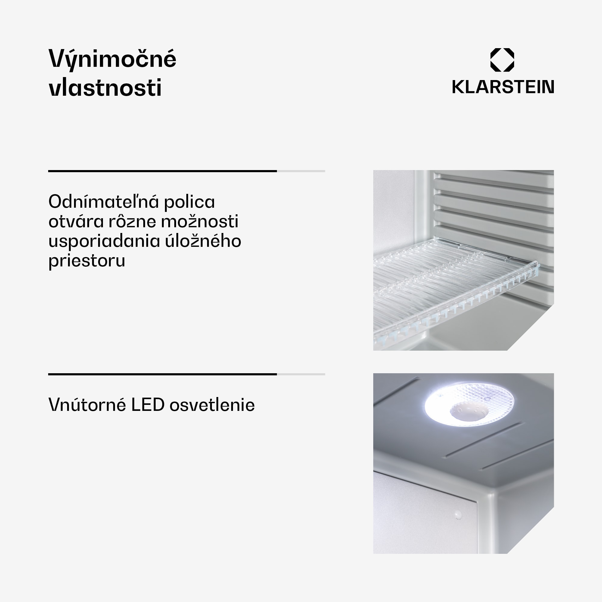 Klarstein Brooklyn 24, mini chladnička, so sklenenými dverami, LED osvetlenie, police – Obrázok 5