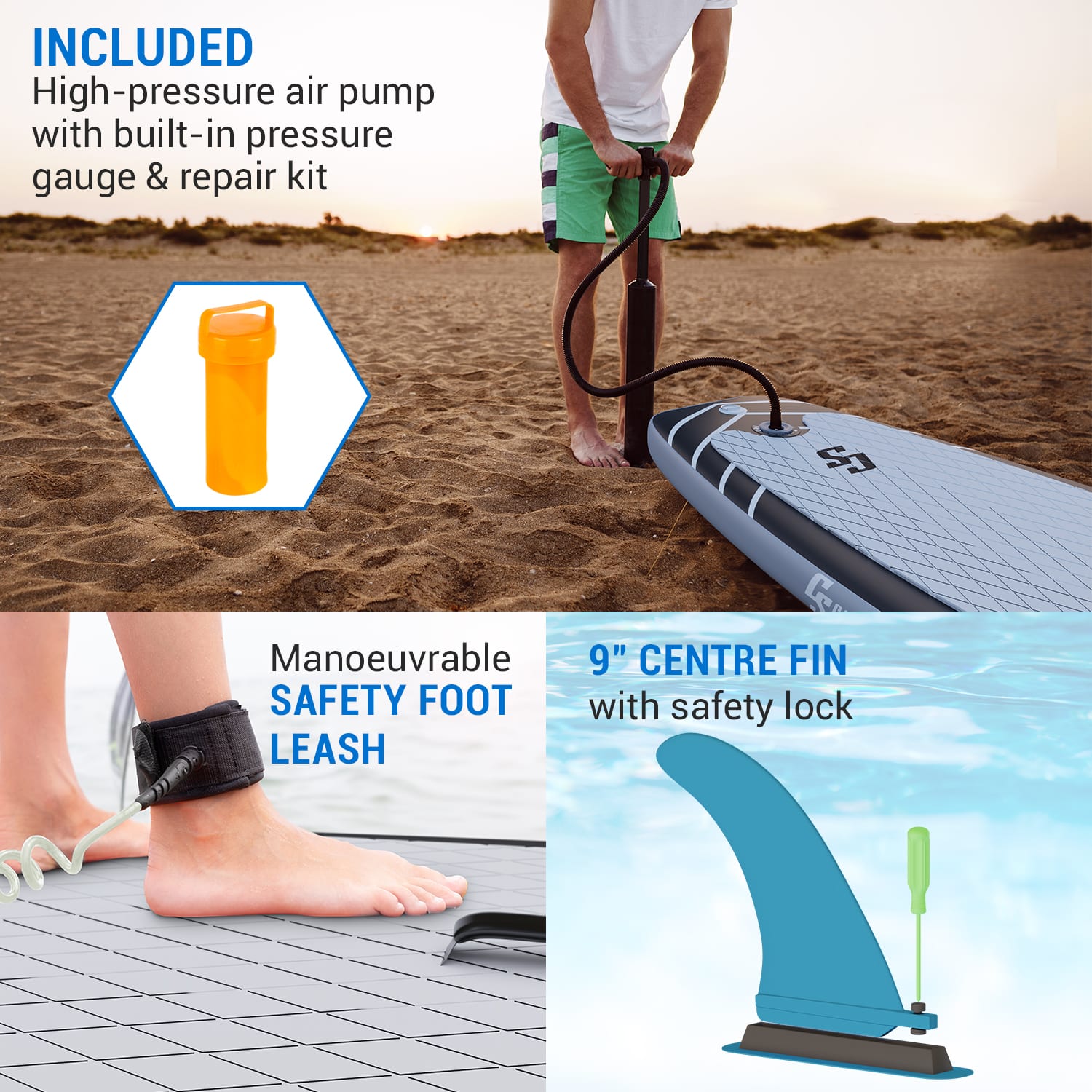 Capital Sports Lanikai Cruiser 9.8, nafukovací paddelboard, súprava so SUP doskou, 305 × 77 × 10 – Obrázok 4