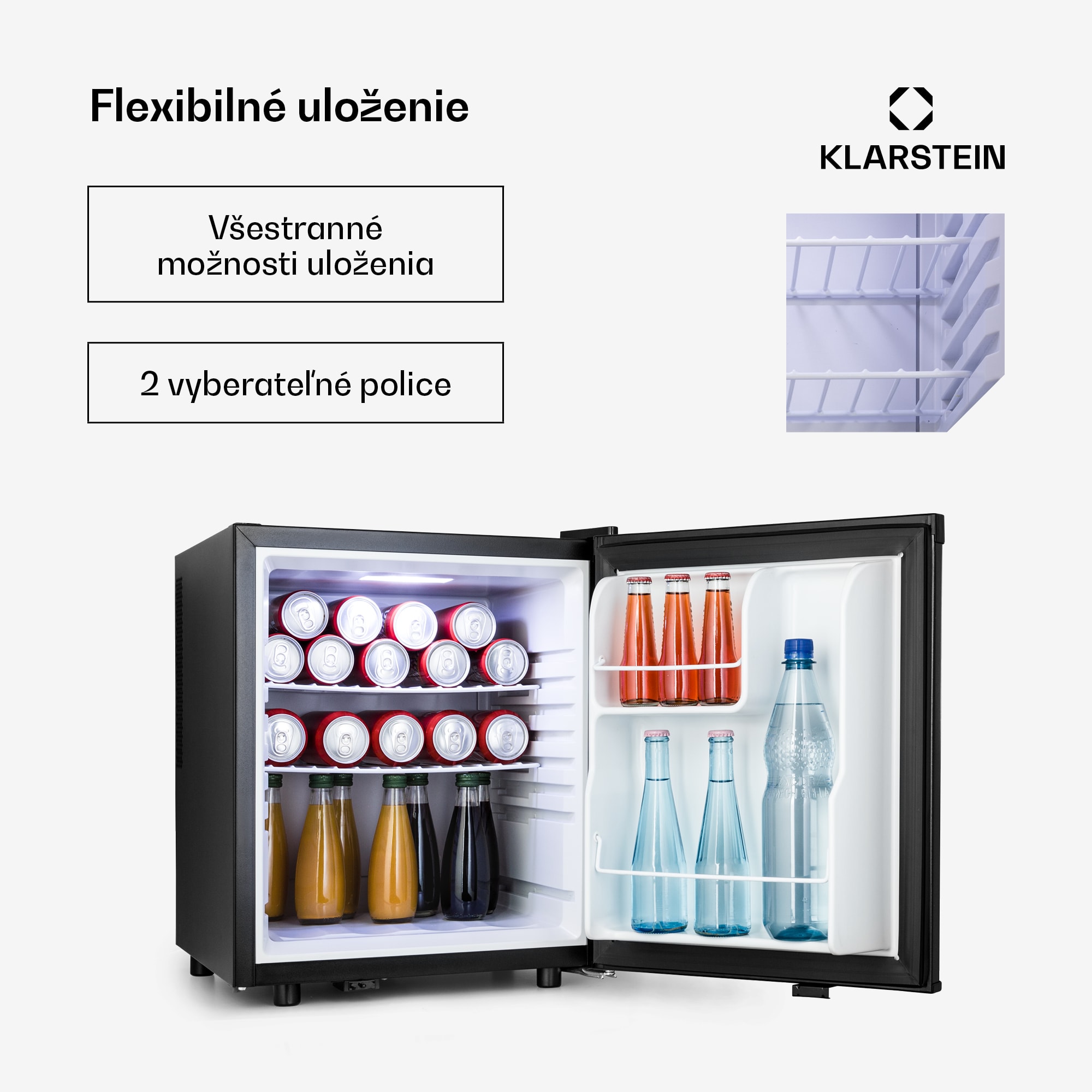 Klarstein Happy Hour 45, mini chladnička, minibar, chladnička na nápoje, 45 l, 26 dB – Obrázok 5