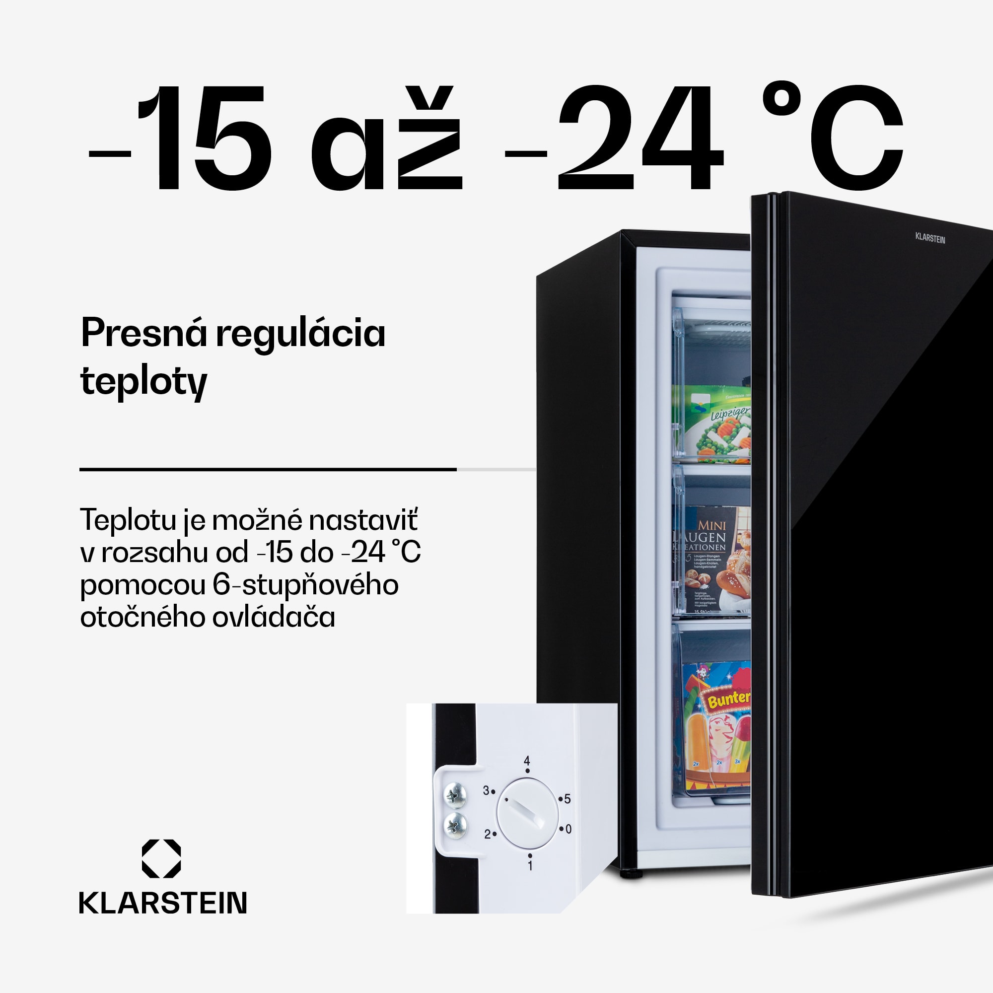 Klarstein Pluto 80L, mraznička, 4-hviezdičková, 80 l, do -18 °C – Obrázok 4