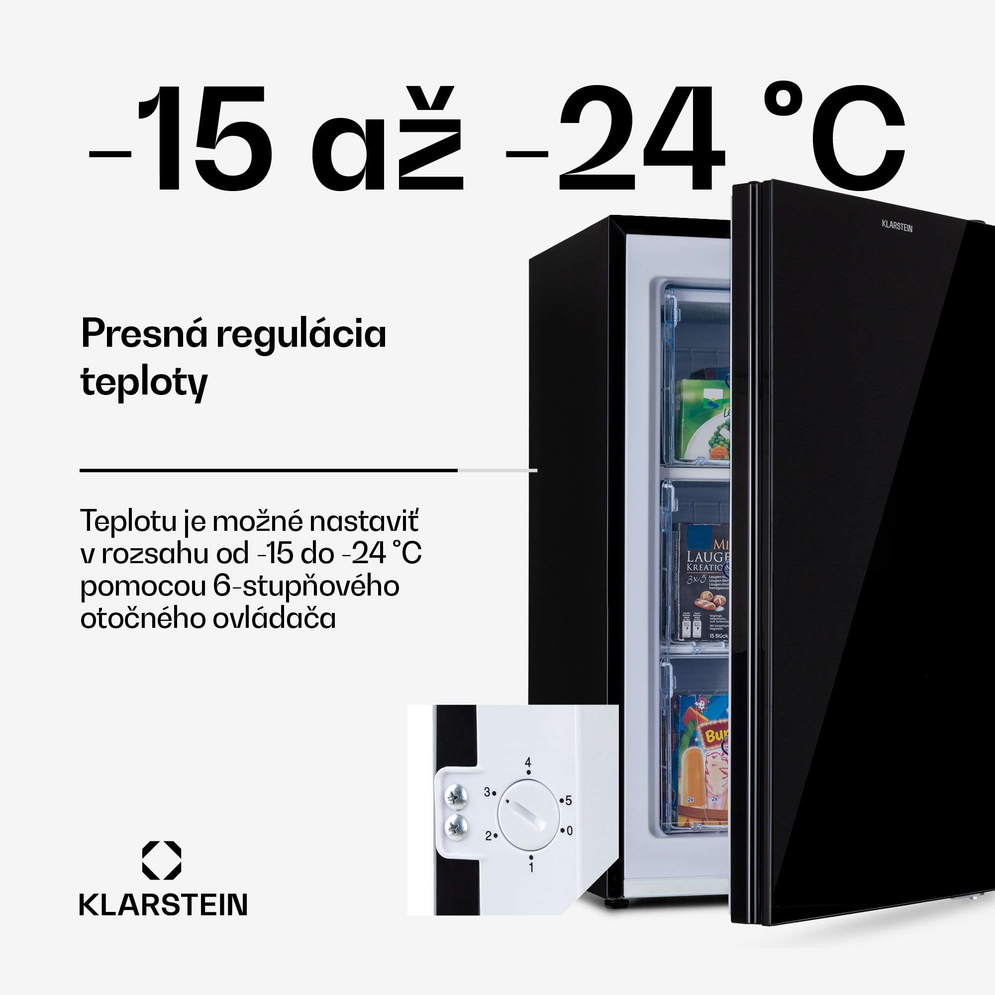 Klarstein Pluto 60L, mraznička, 4-hviezdičková, 60 l, do -18 °C – Obrázok 4