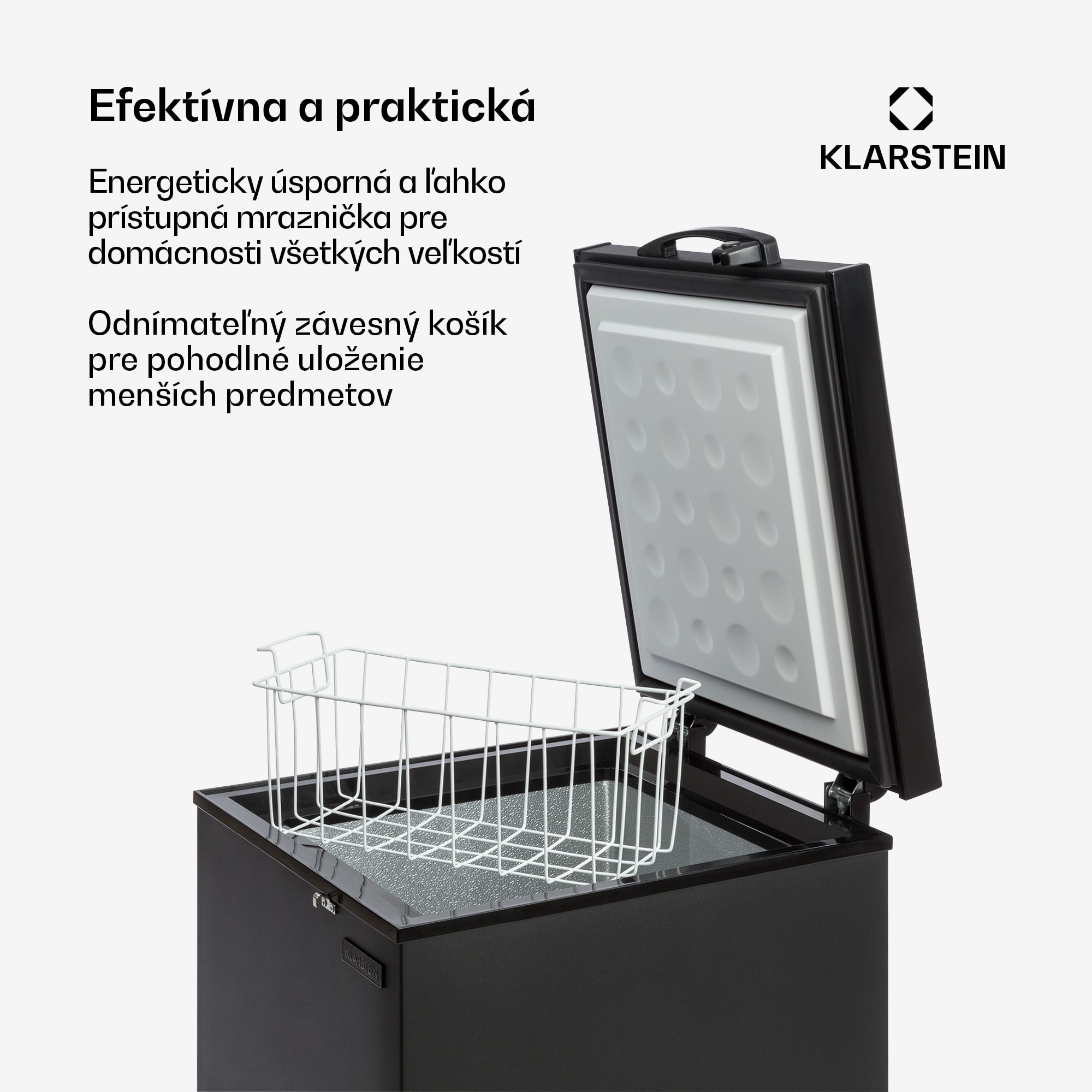 Klarstein Iceblokk 80, mraziaci box, voľne stojaci, 78 l, uzamykateľný, energet. trieda F, čierna – Obrázok 3