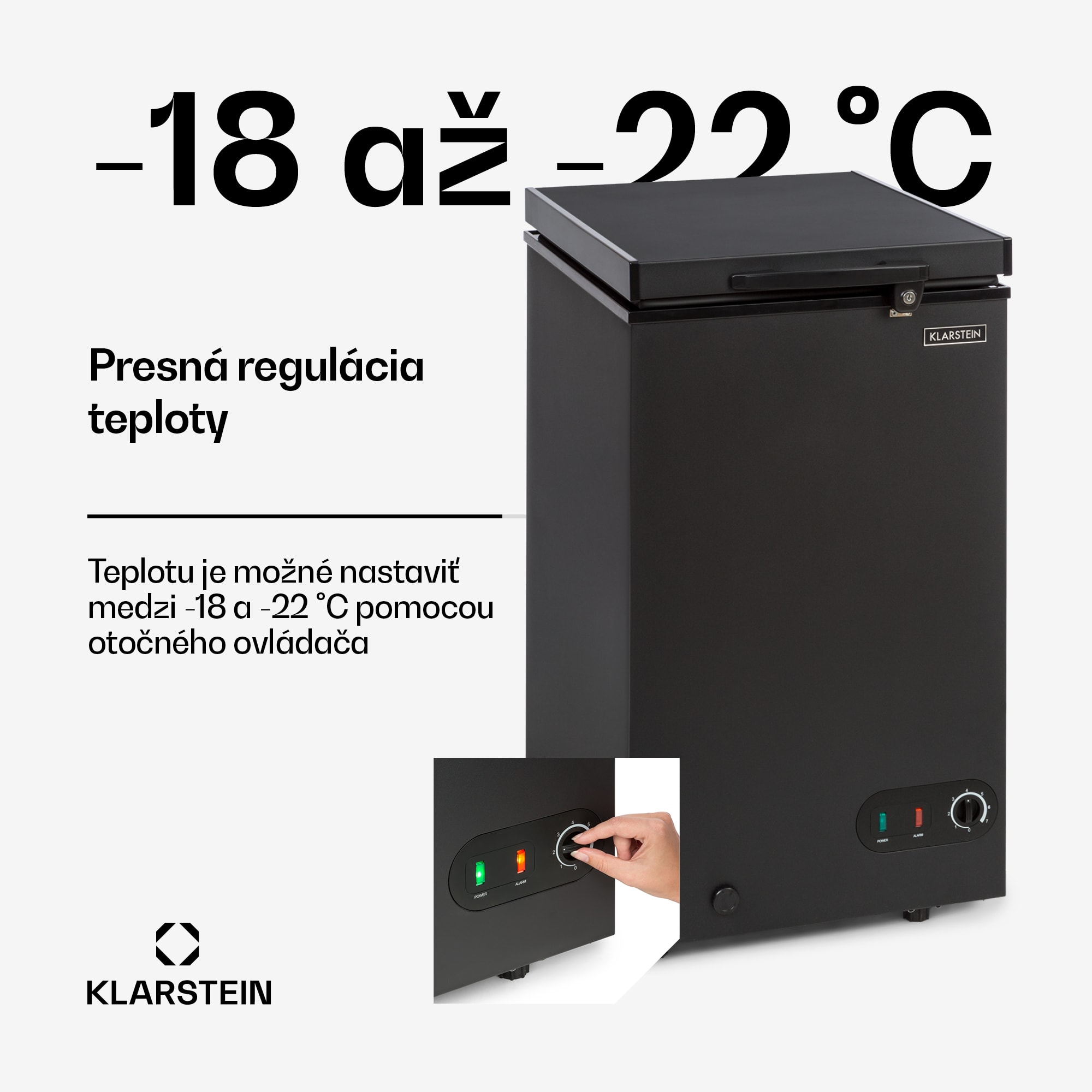 Klarstein Iceblokk 80, mraziaci box, voľne stojaci, 78 l, uzamykateľný, energet. trieda F, čierna – Obrázok 4