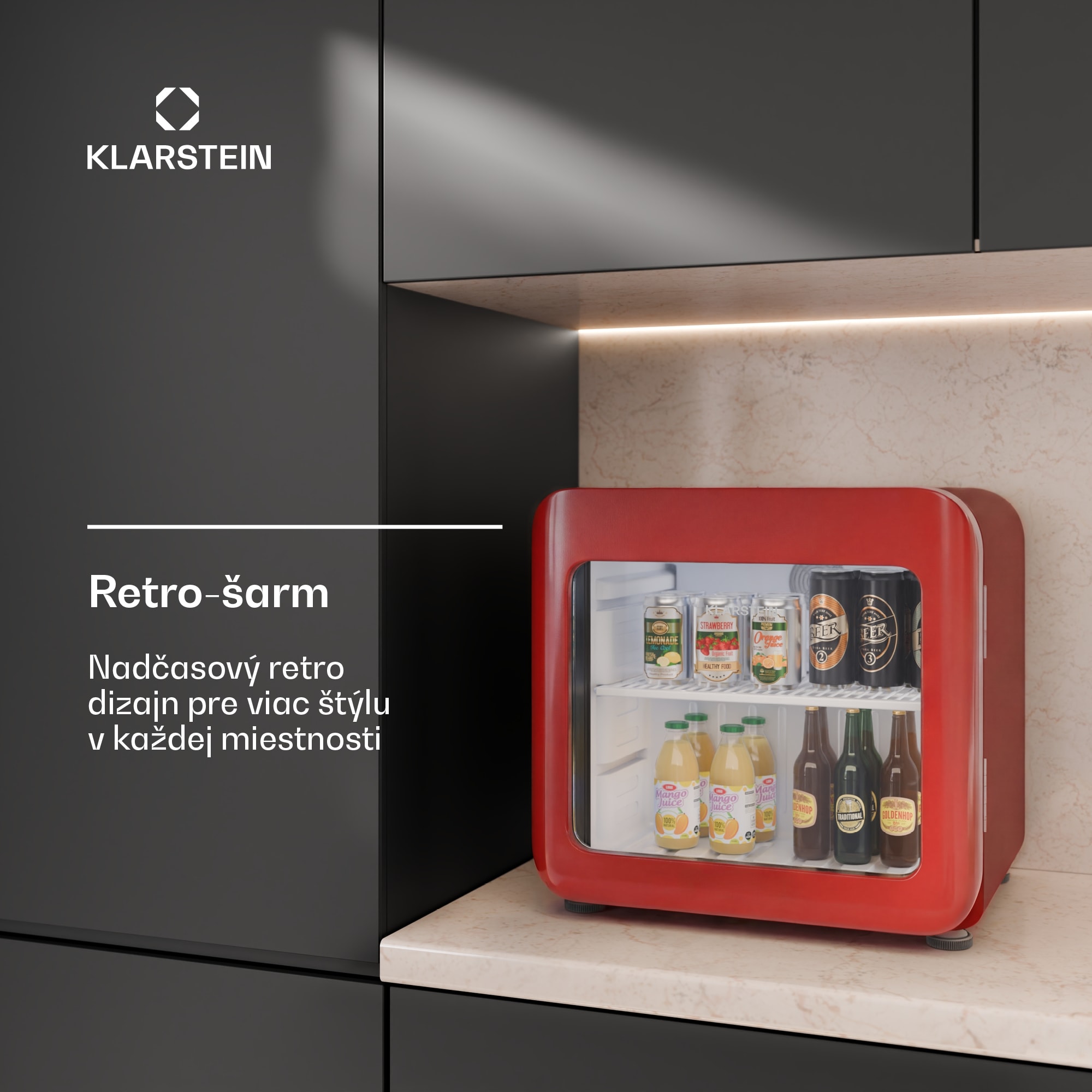 Klarstein Audrey Evo chladič nápojov | 39 x 38 cm | LED vnútorné osvetlenie | 75 W | 42 dB – Obrázok 3