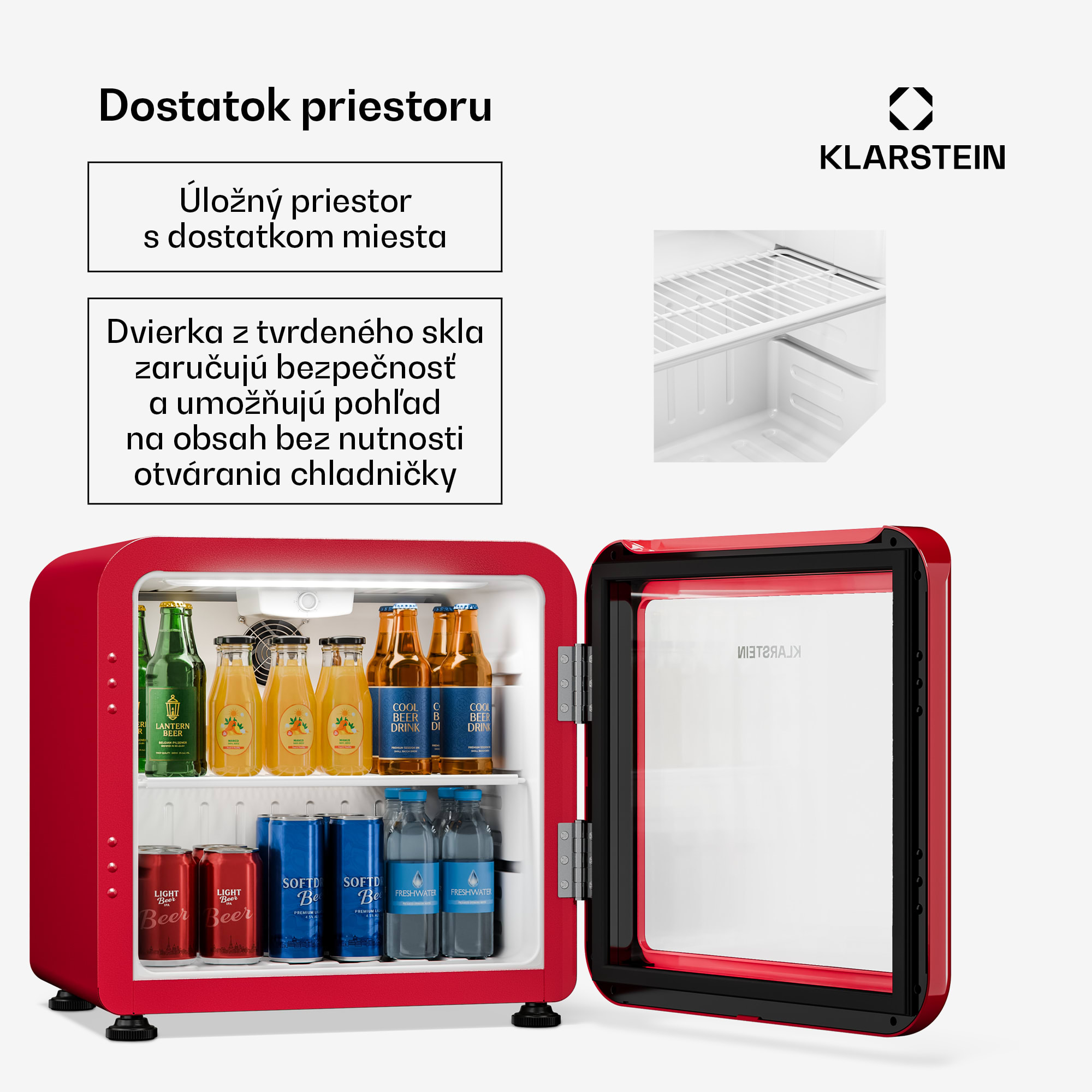 Klarstein Audrey Evo chladič nápojov | 39 x 38 cm | LED vnútorné osvetlenie | 75 W | 42 dB – Obrázok 5