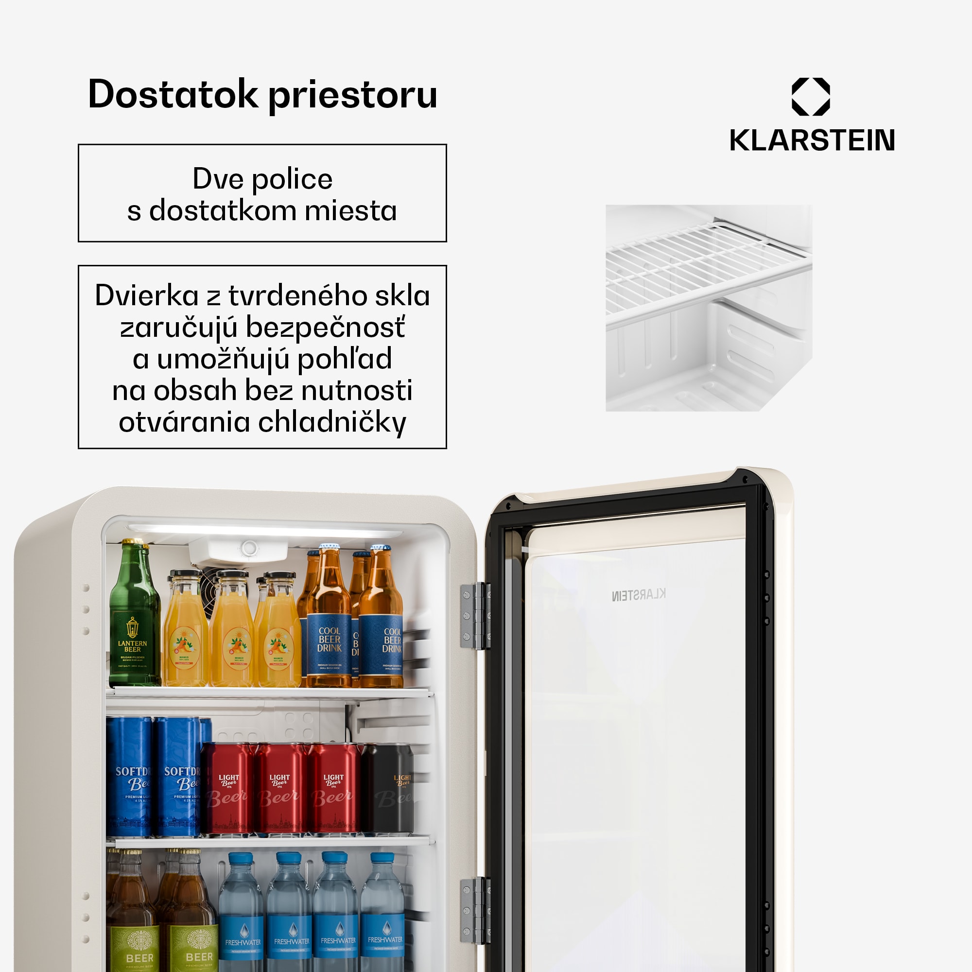 Klarstein Audrey Evo chladič nápojov | 56 x 38 cm | LED vnútorné osvetlenie | 85 W | 42 dB – Obrázok 5