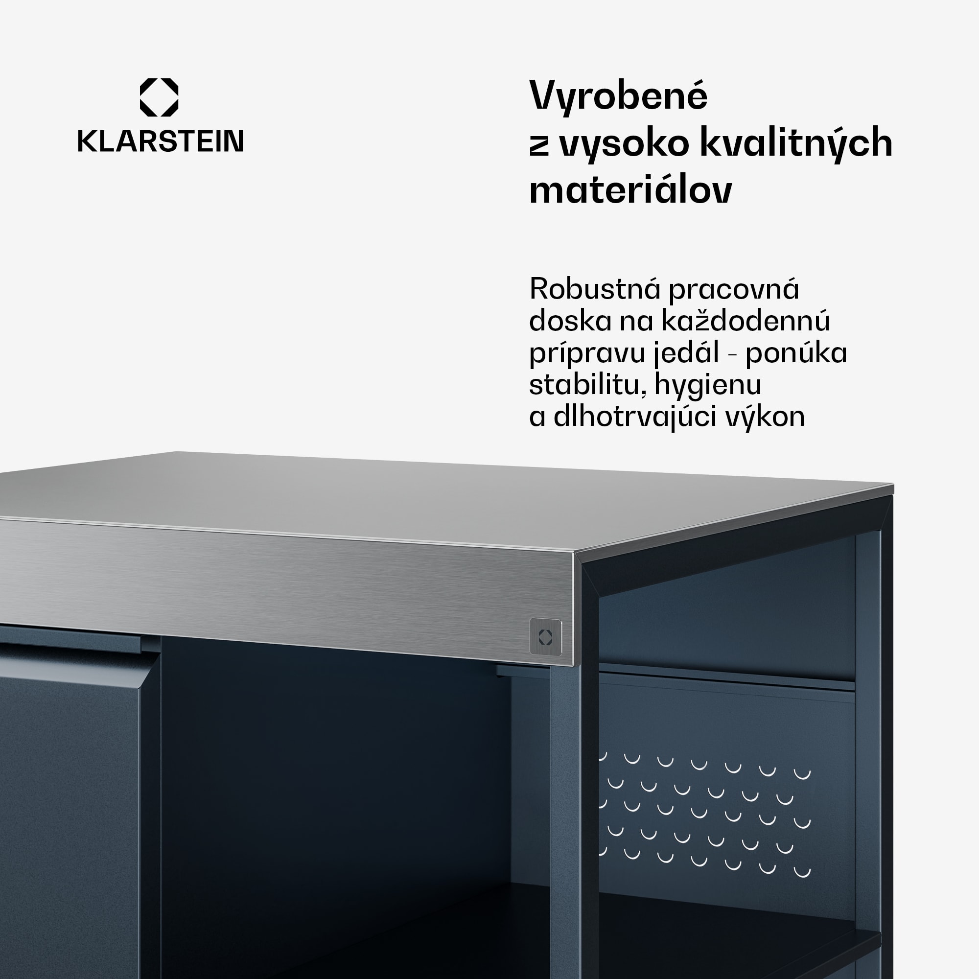 Klarstein WaldChef úložná skrinka | Pracovná doska z nehrdzavejúcej ocele | Odolná voči poveternostným vplyvom | 90 x 90 cm – Obrázok 3