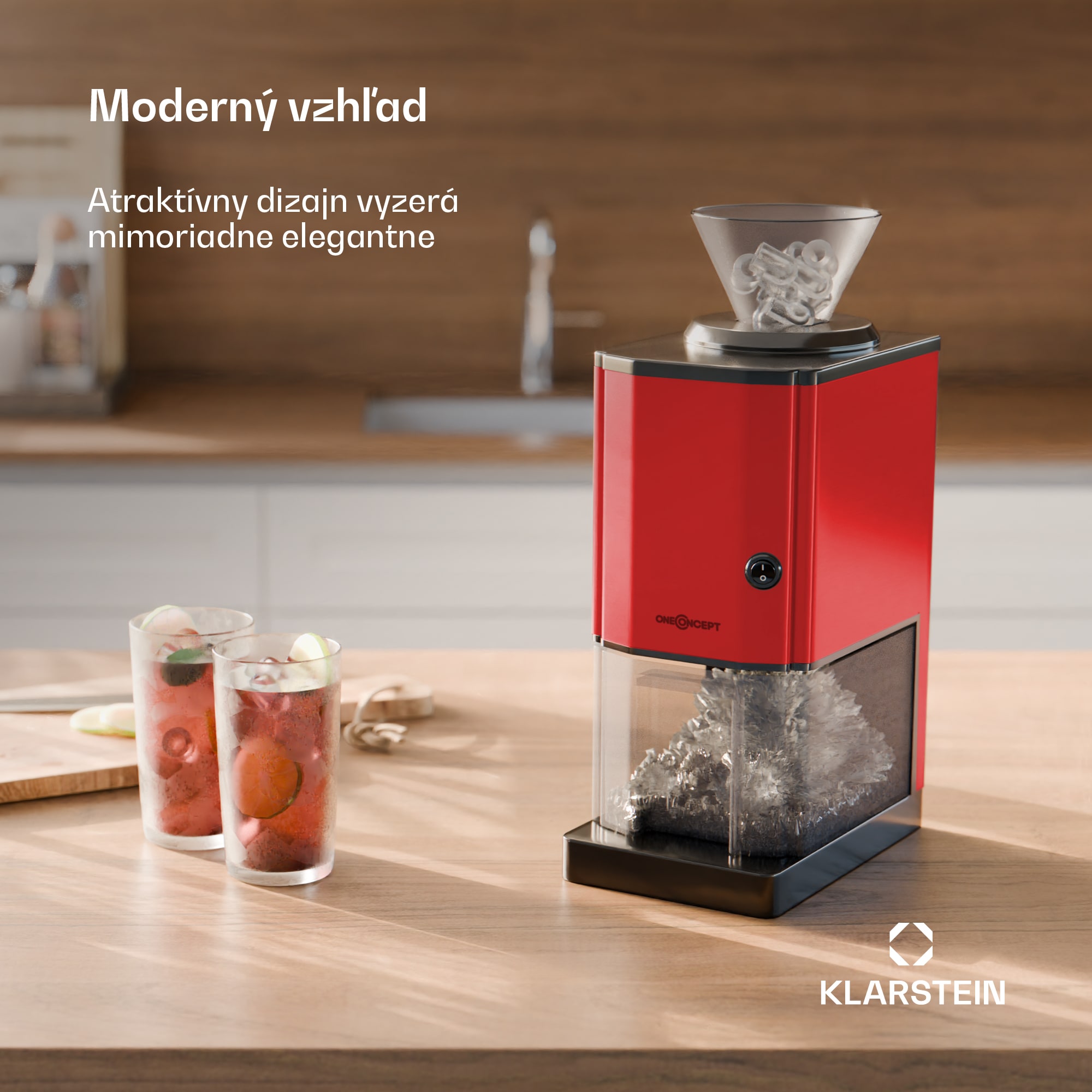 OneConcept Icebreaker, drvič ľadu, 15 kg/h, objem 3,5 l, zásobník na ľad, nehrdzavejúca oceľ, červený – Obrázok 5