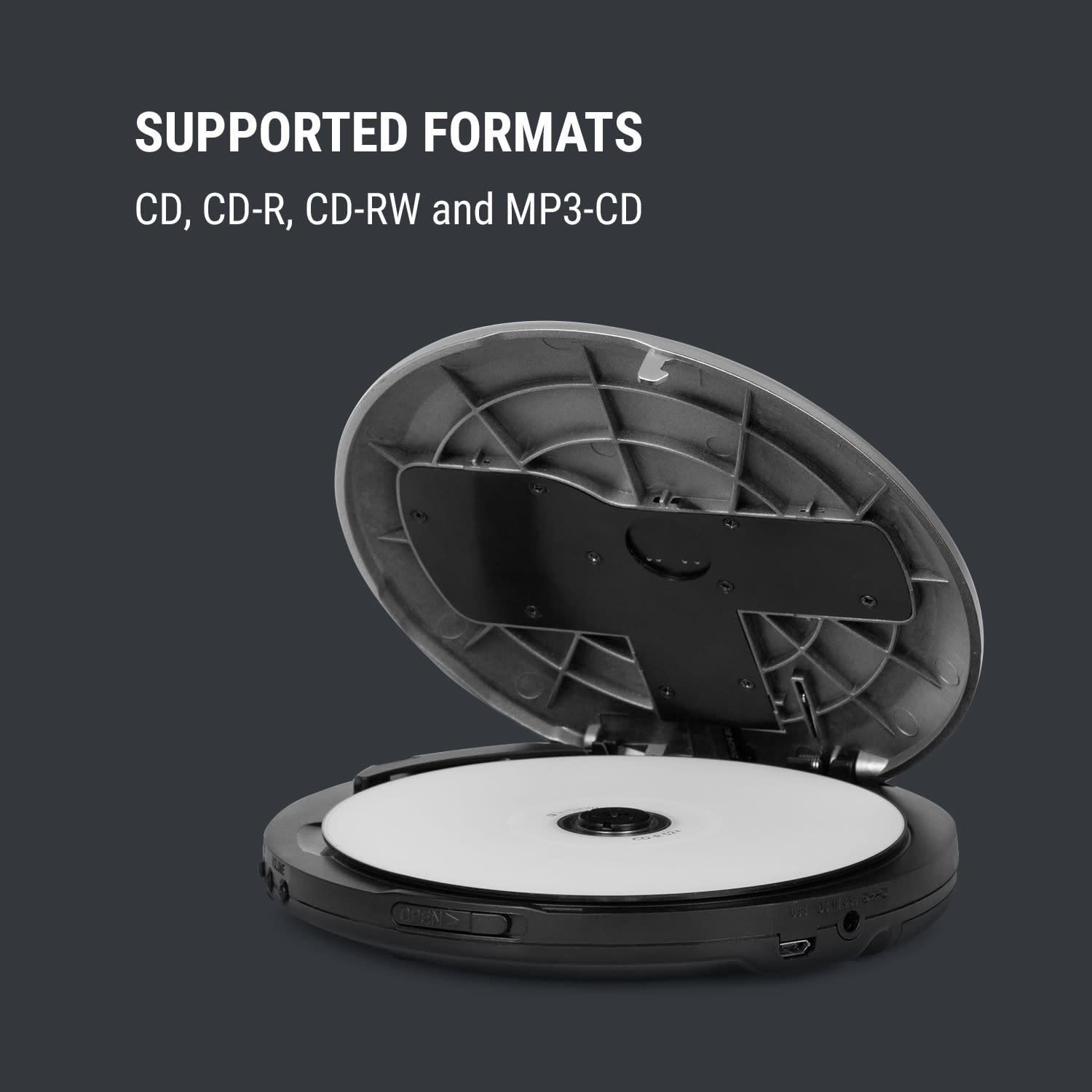 OneConcept CDC 100MP3, discman, prenosný CD prehrávač, antishock, ESP, microUSB, strieborný – Obrázok 4