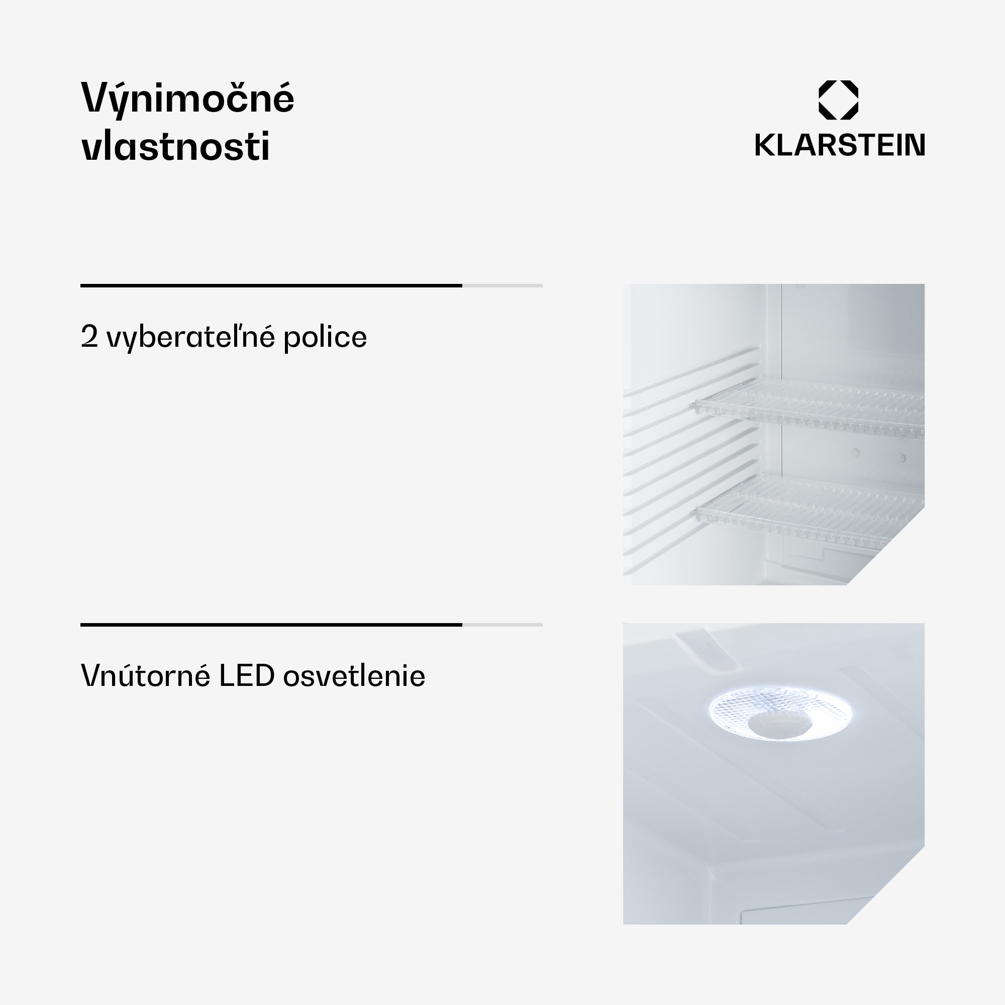 Klarstein Brooklyn 42, mini chladnička, sklenené dvere, LED osvetlenie, police – Obrázok 5