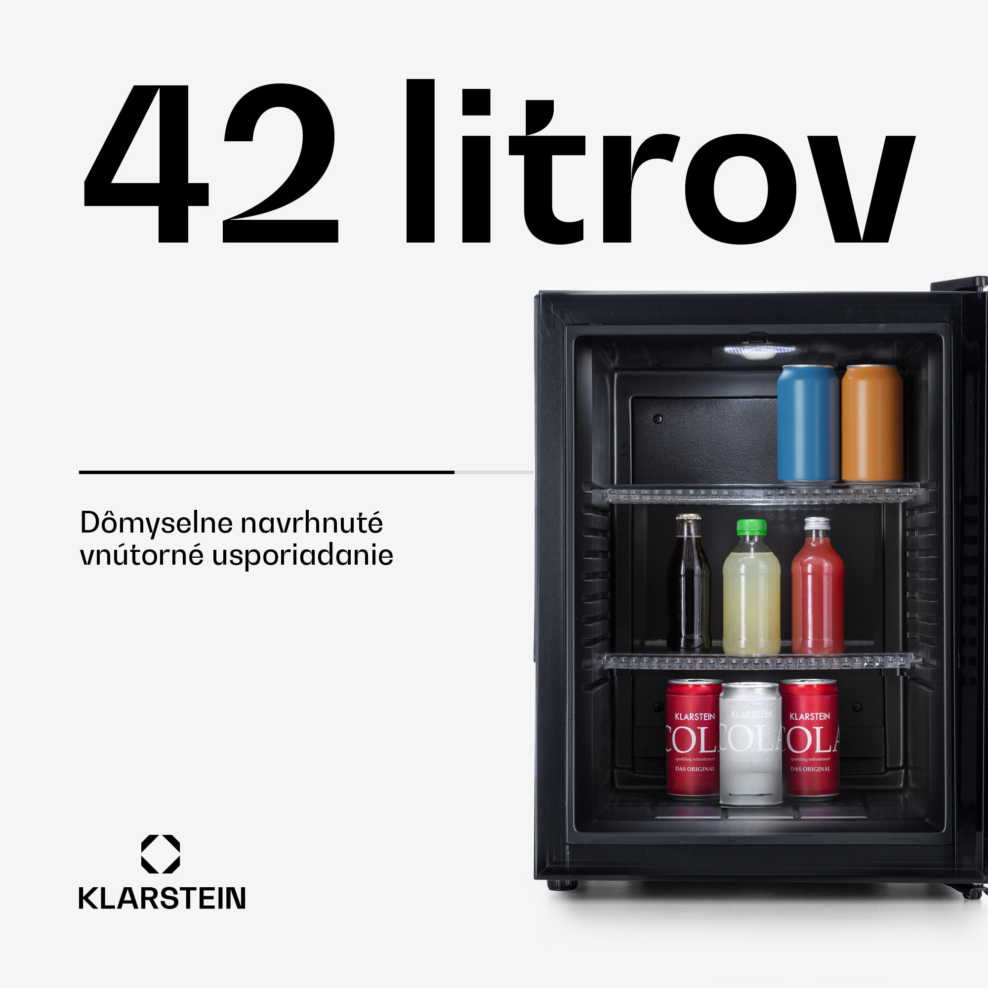 Klarstein Brooklyn 42, mini chladnička, sklenené dvere, LED osvetlenie, police – Obrázok 2