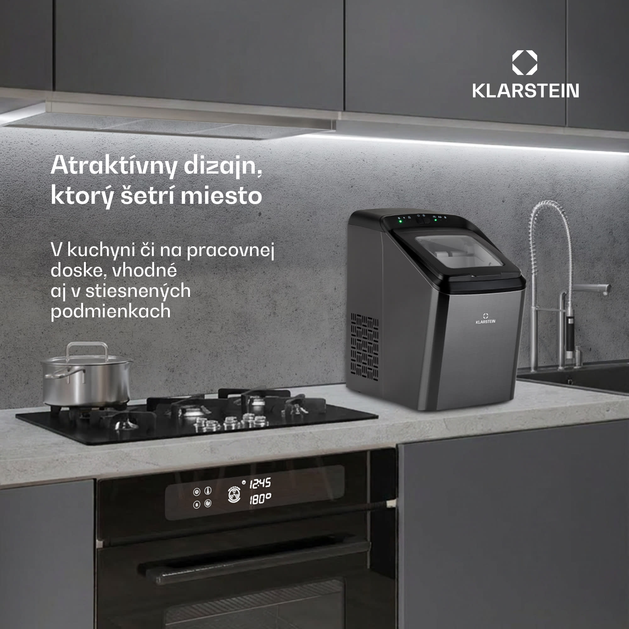 Klarstein Partytime, výrobník ľadu, číry ľad, 15kg/24h, ušľachtilá oceľ – Obrázok 3