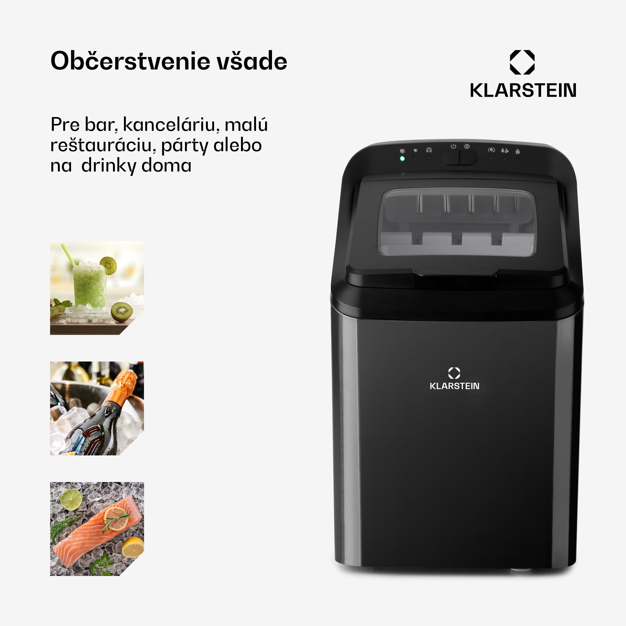 Klarstein Partytime, výrobník ľadu, číry ľad, 15kg/24h, ušľachtilá oceľ – Obrázok 4