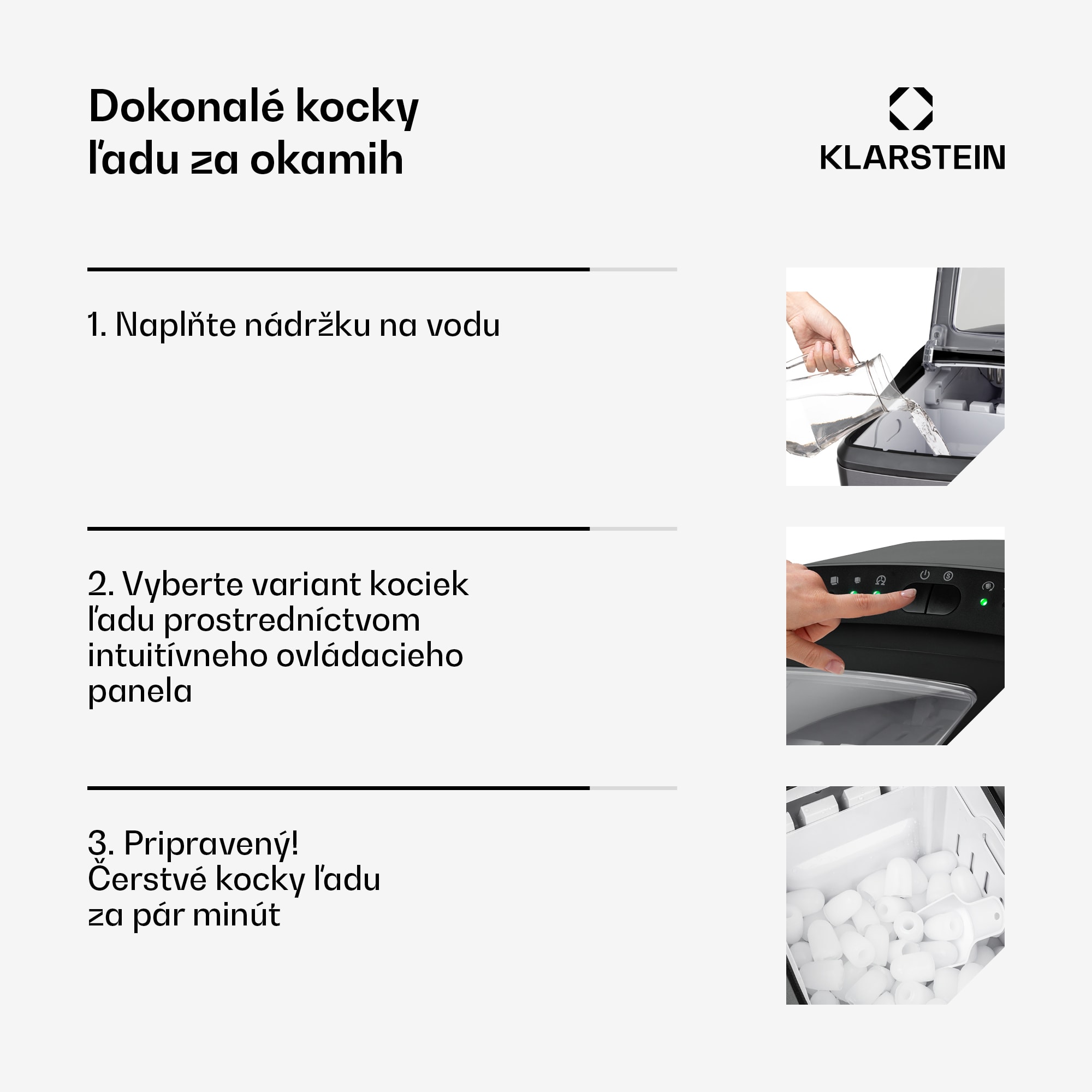Klarstein Partytime, výrobník ľadu, číry ľad, 15kg/24h, ušľachtilá oceľ – Obrázok 5