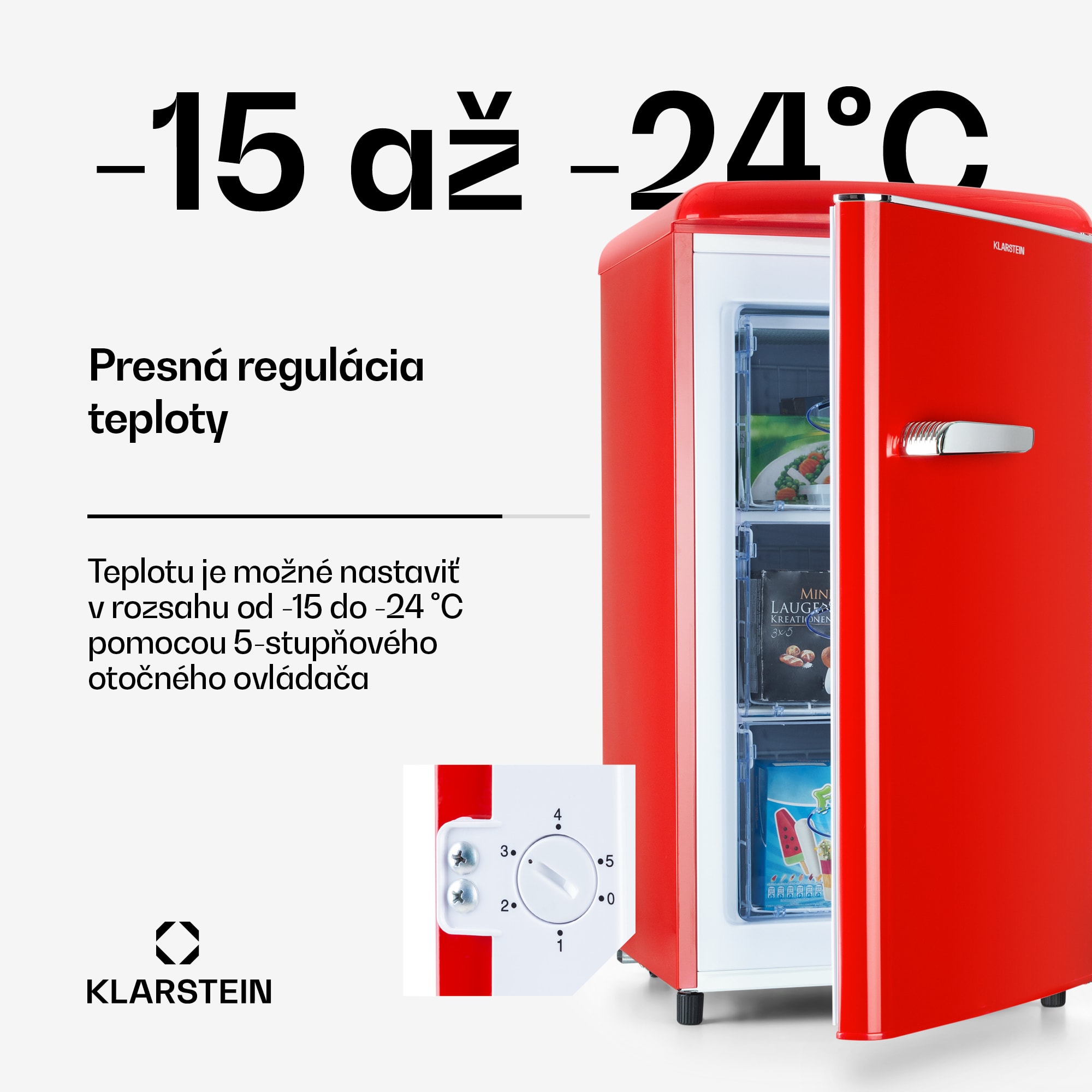 Klarstein Laika 60L, mraznička, 60 l, 3 zásuvky, teplota: -18 až 0 °C – Obrázok 4