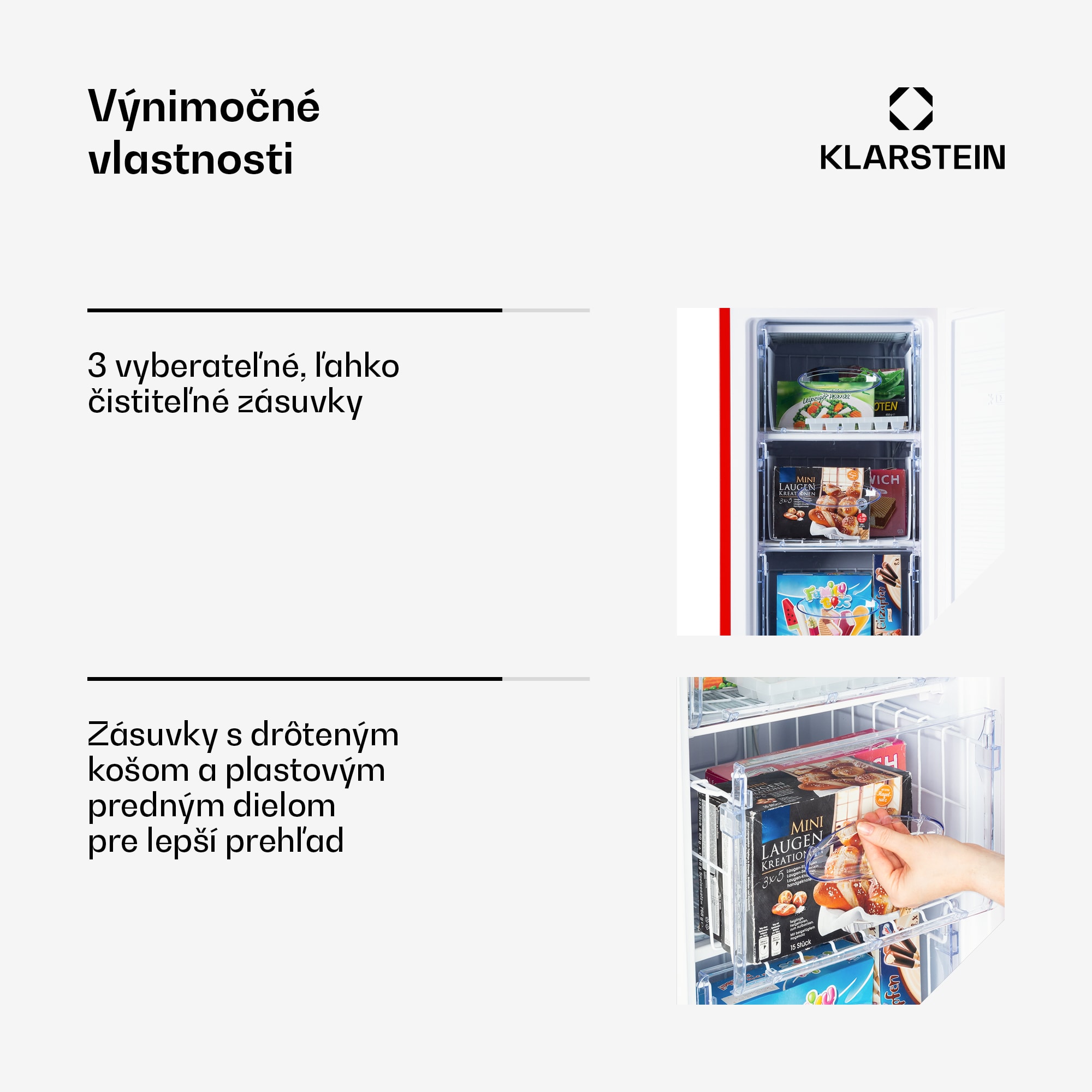 Klarstein Laika 60L, mraznička, 60 l, 3 zásuvky, teplota: -18 až 0 °C – Obrázok 5