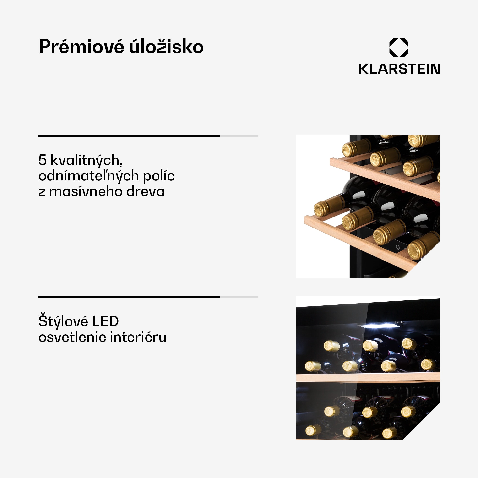 Klarstein Barossa 102D, vinotéka, 2 zóny, 102 fliaš, dotykový LED displej, čierna – Obrázok 5