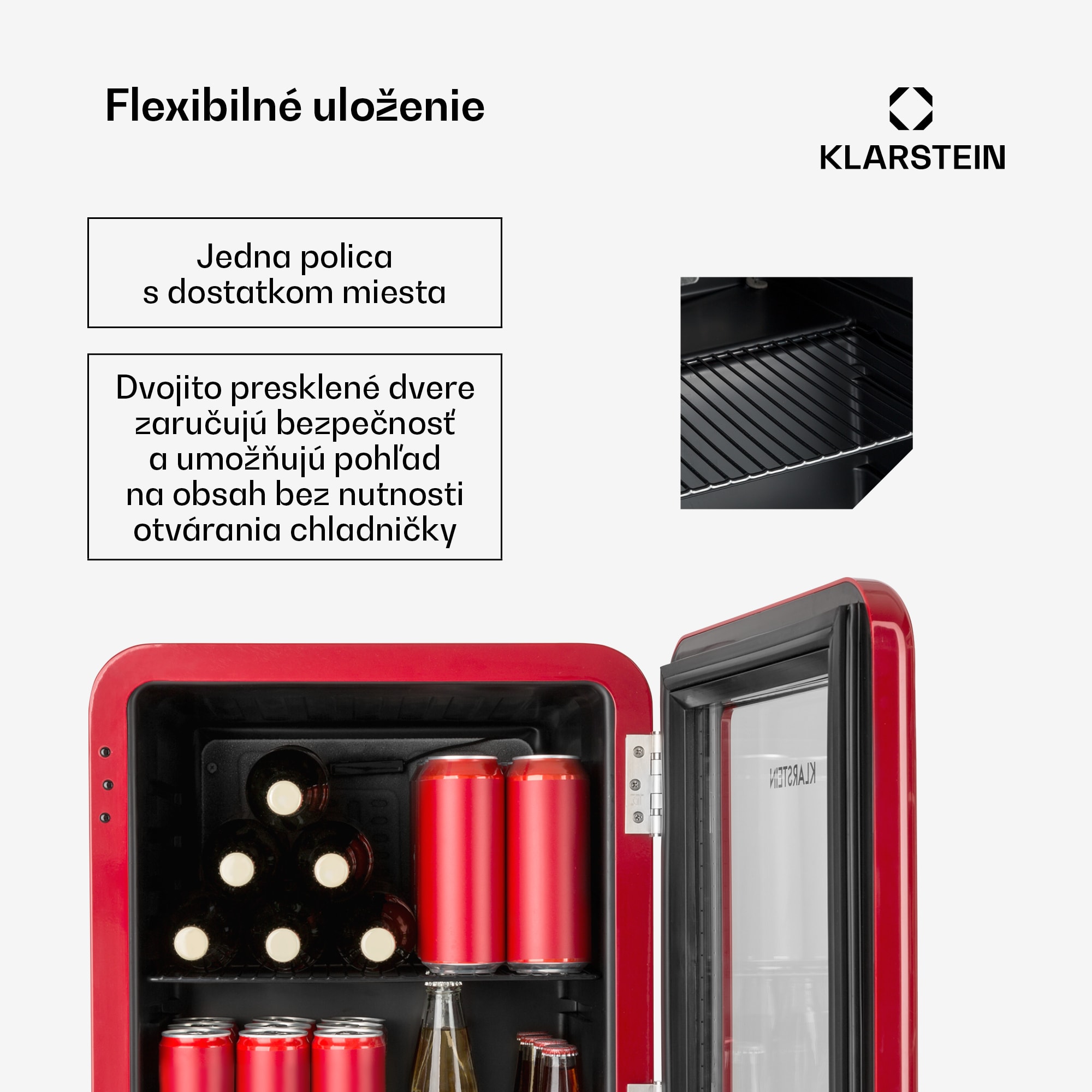 Klarstein PopLife 48, chladnička na nápoje, 0-10°C, retro dizajn – Obrázok 5