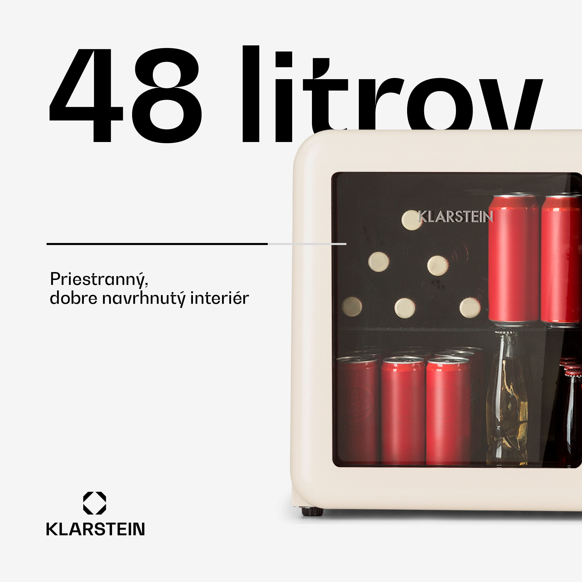 Klarstein PopLife 48, chladnička na nápoje, chladnička, 48 l, 0-10°C, retro dizajn – Obrázok 2