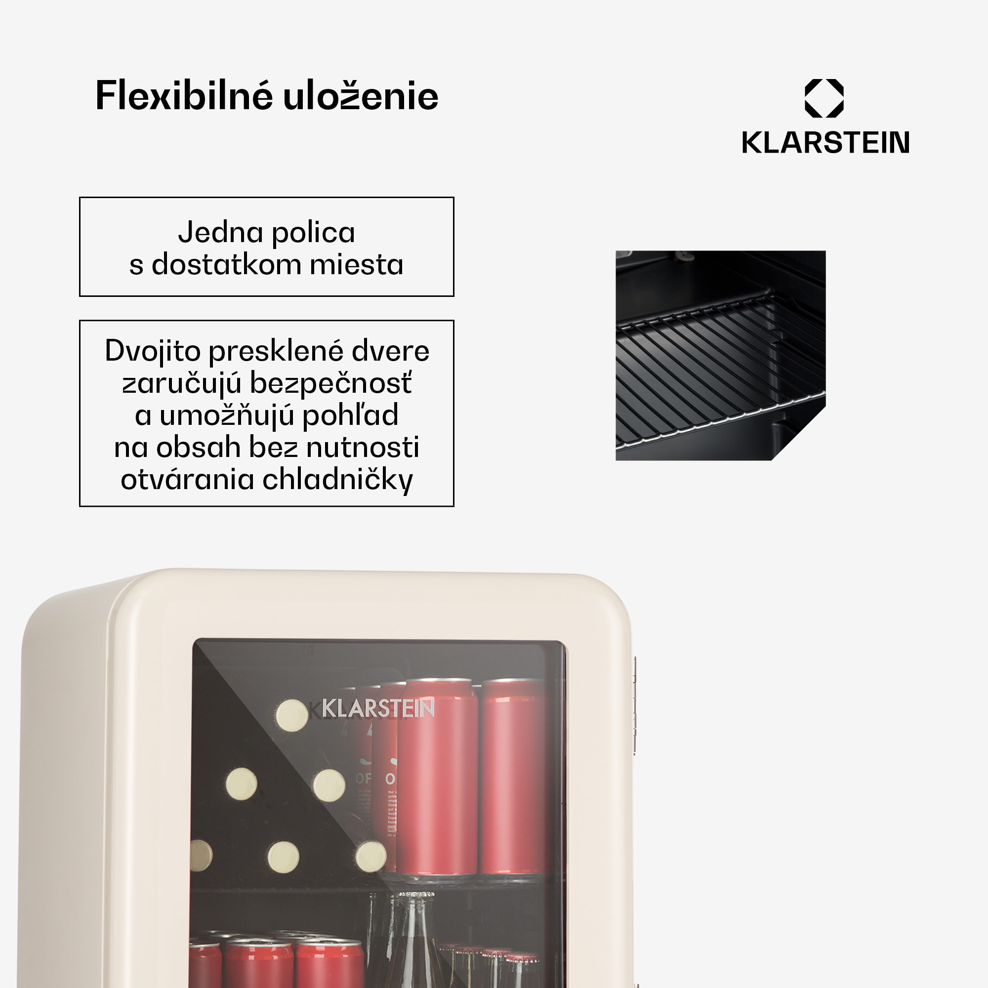 Klarstein PopLife 48, chladnička na nápoje, chladnička, 48 l, 0-10°C, retro dizajn – Obrázok 5