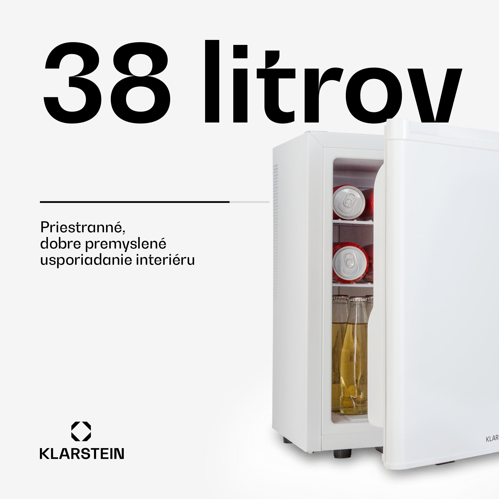 Klarstein Happy Hour 38, mini chladnička, minibar, 38 litrov, 26 dB – Obrázok 2