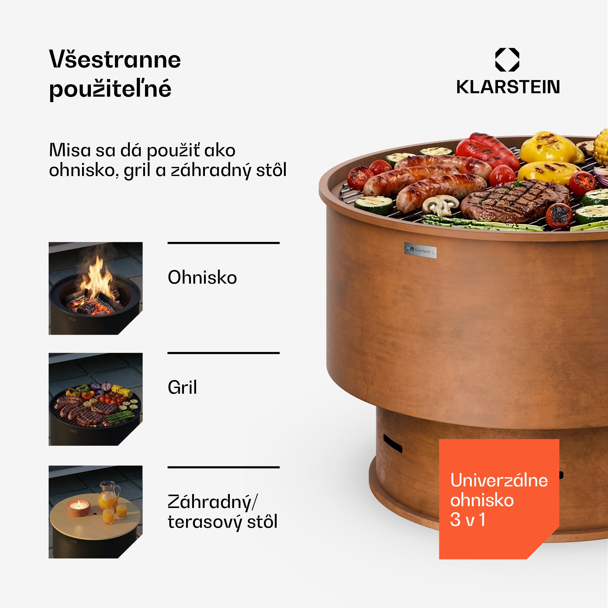 Blumfeldt Pompeji ohnisko s grilom | Ochrana proti iskrám | Odolné voči prevráteniu | Robustné | 60 cm – Obrázok 3
